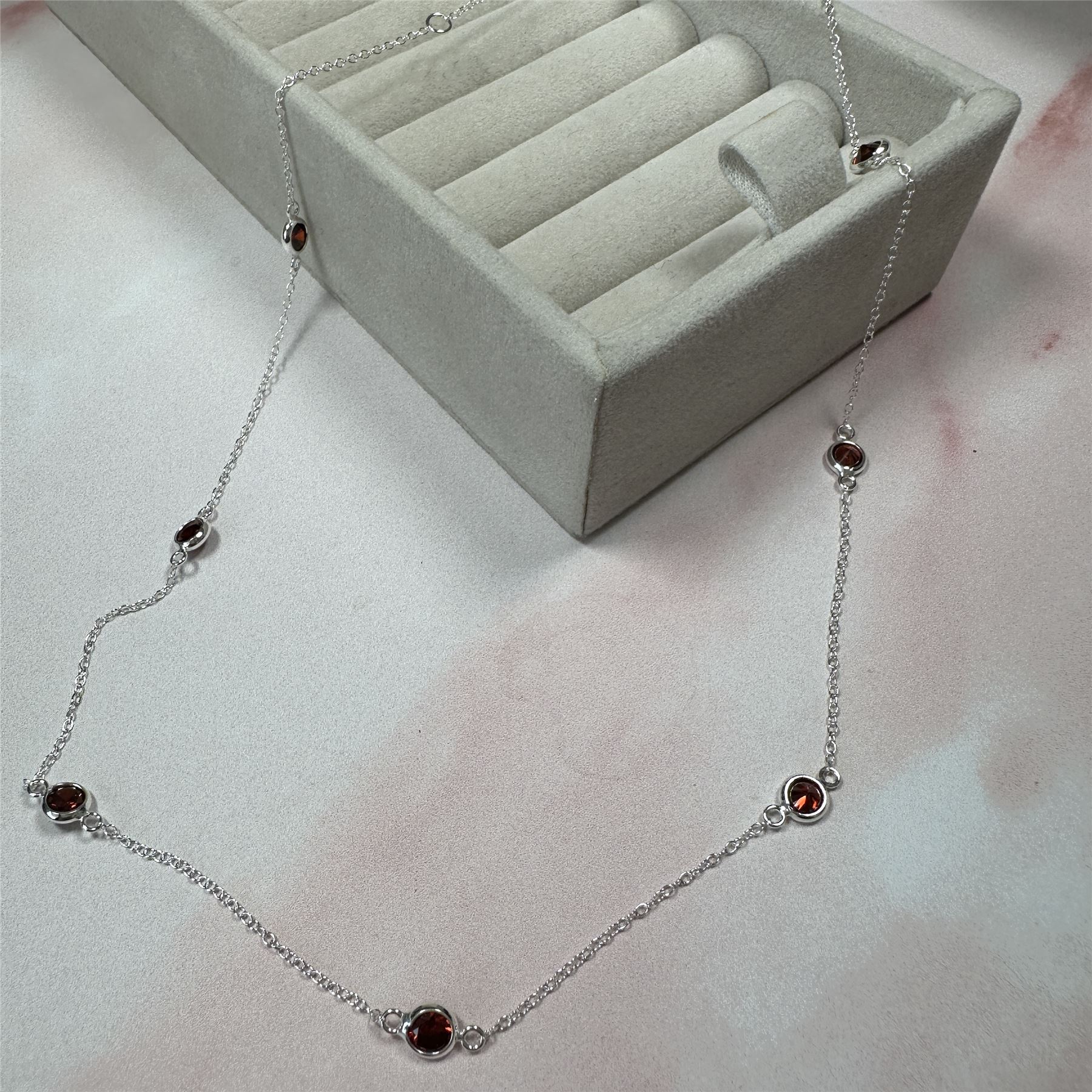 Sterling Silver Multi Garnet CZ January Birthstone Necklace