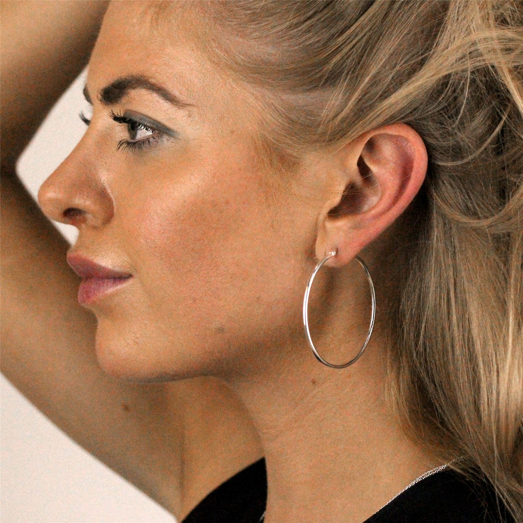 Boucles d'Oreilles Créoles en Argent 925/1000 Epaisseur 2mm - 1,2 à 8cm - Picture 16 of 22
