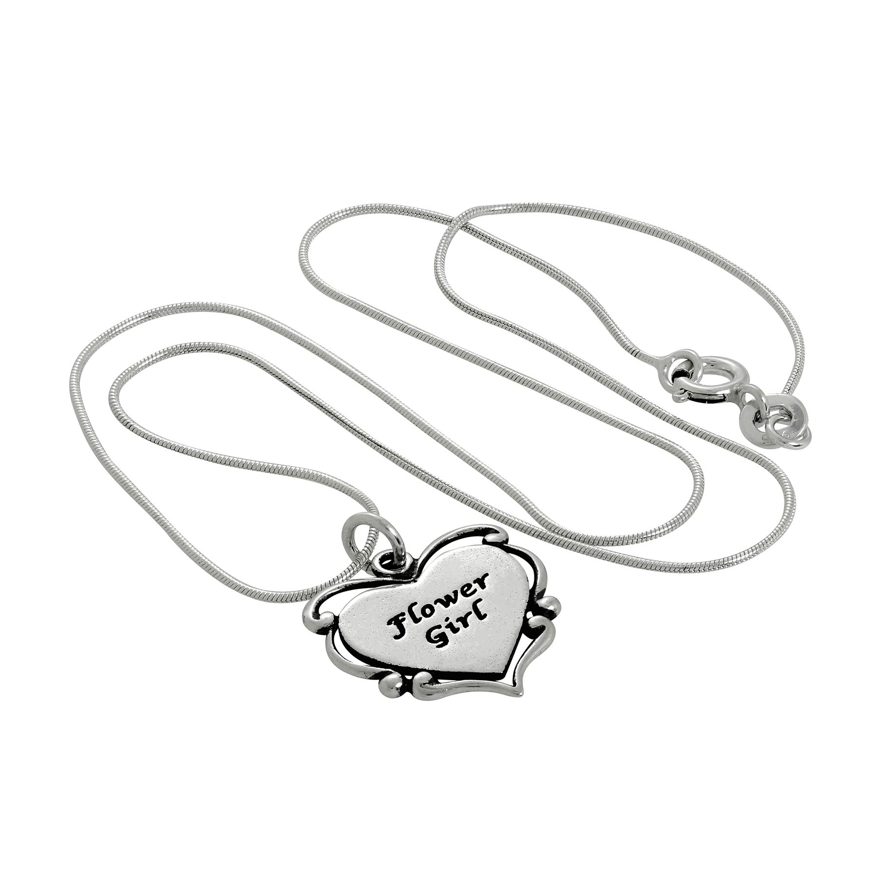 Sterling Silver Flower Girl Heart Necklace 14 22 Inches UK
