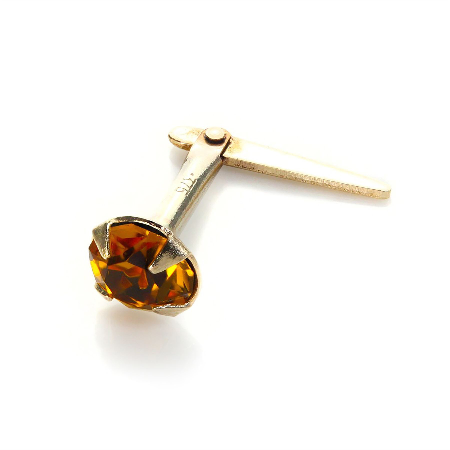 9ct Yellow Gold Andralok 3.5mm Crystal Nose Stud Pin | 10 Colours of Studs - Picture 26 of 29