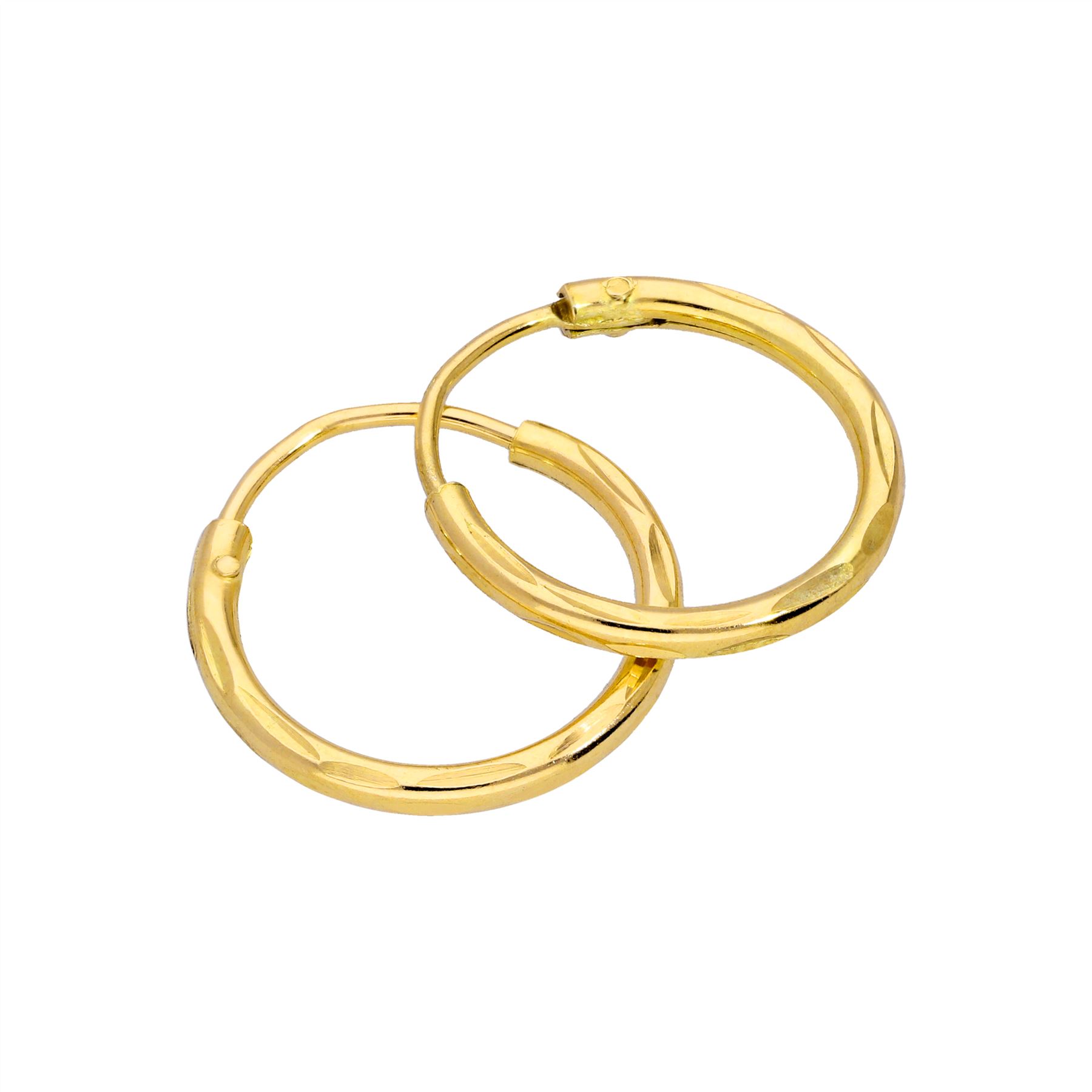 Boucles d'Oreilles Créoles en Argent Plaqué Or Jaune - 8 à 20mm - Picture 7 of 14