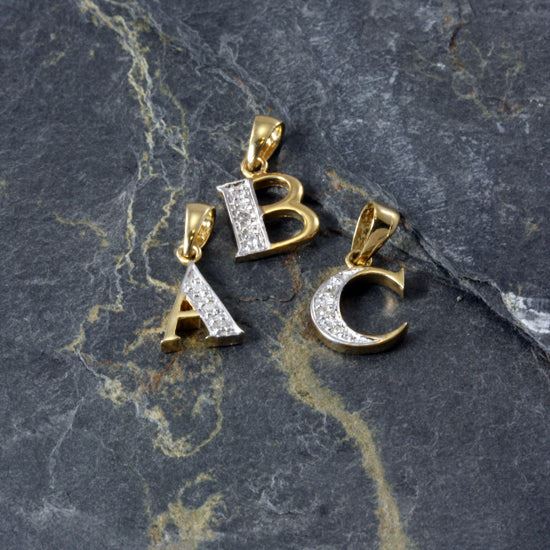 9ct Gold & Diamond Alphabet Letter Charm A - Z / Pendant / Initials / Charms - Picture 3 of 30