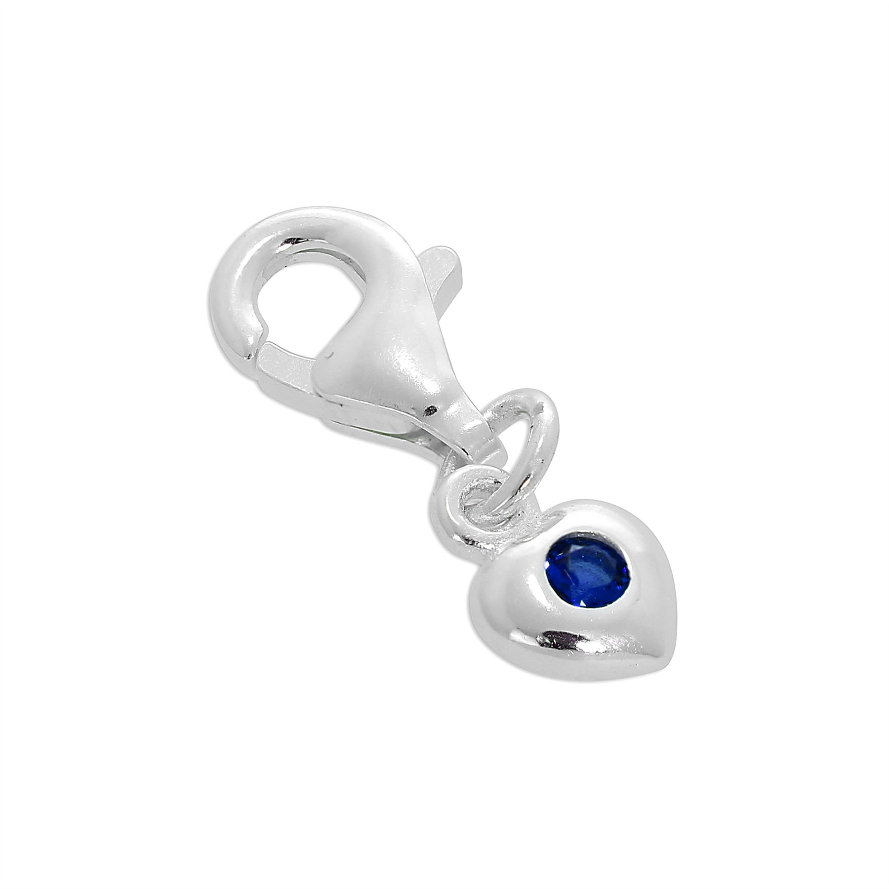 Sterling Silver & CZ Crystal Birthstone Heart Clip-On Charm Birthday Love - Picture 34 of 39