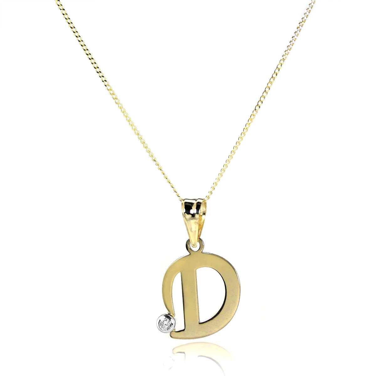 Light 9ct Gold Letter Alphabet A - Z Pendant w CZ Crystal / Initials / Necklaces - Picture 33 of 211