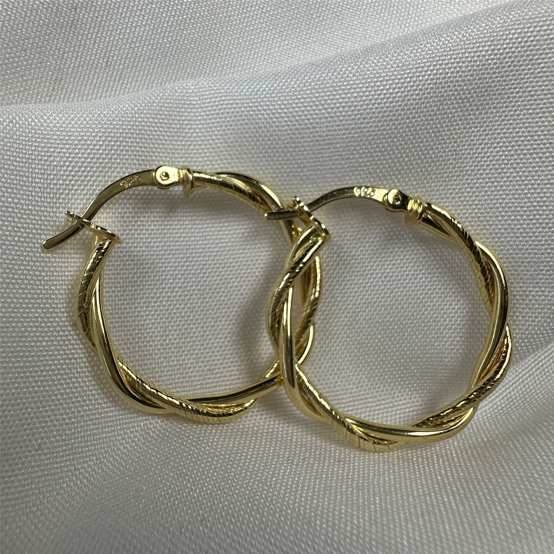 Gold Plated Sterling Silver Twisted Rope 25mm Creole Hoop Earrings