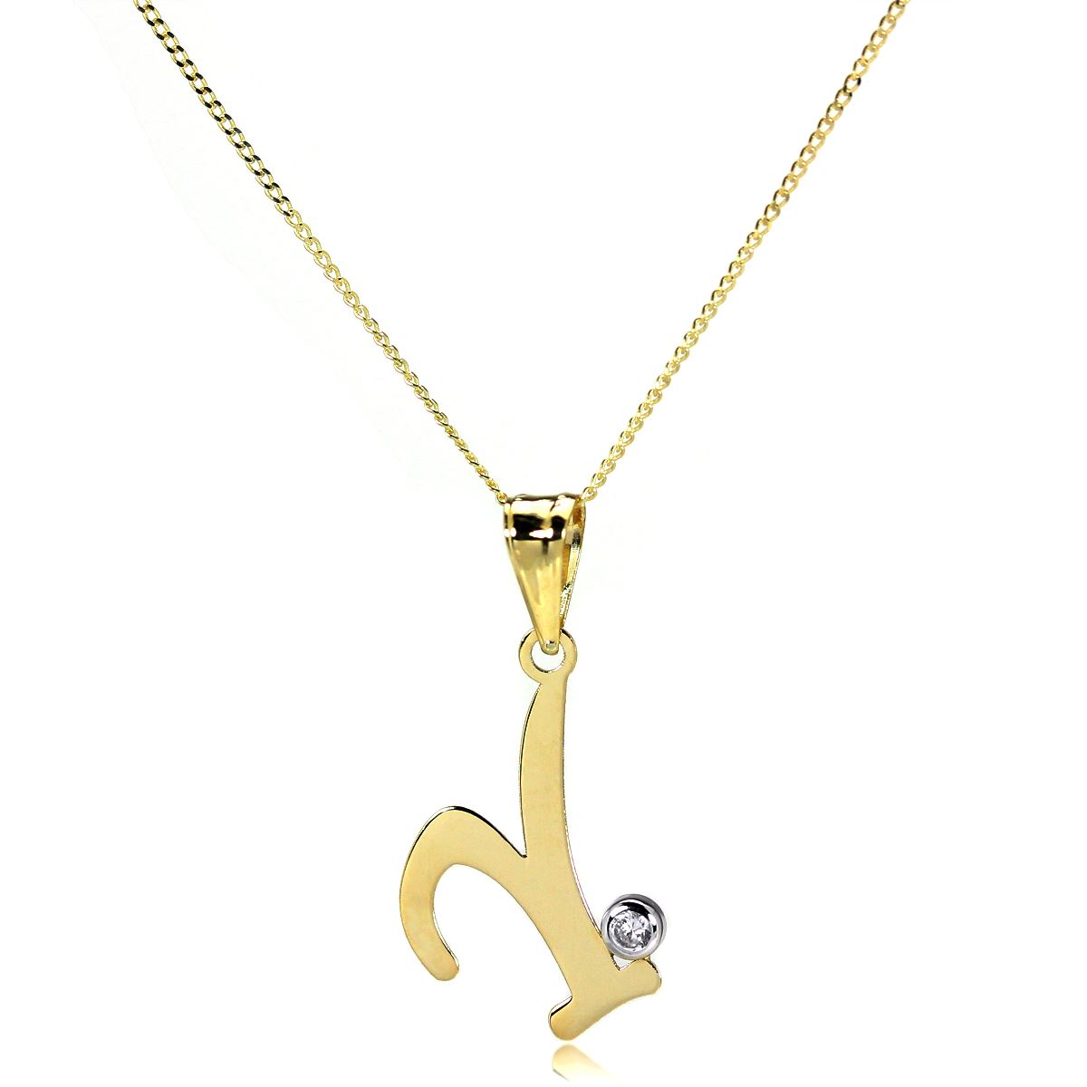 Light 9ct Gold Letter Alphabet A - Z Pendant w CZ Crystal / Initials / Necklaces - Picture 196 of 211