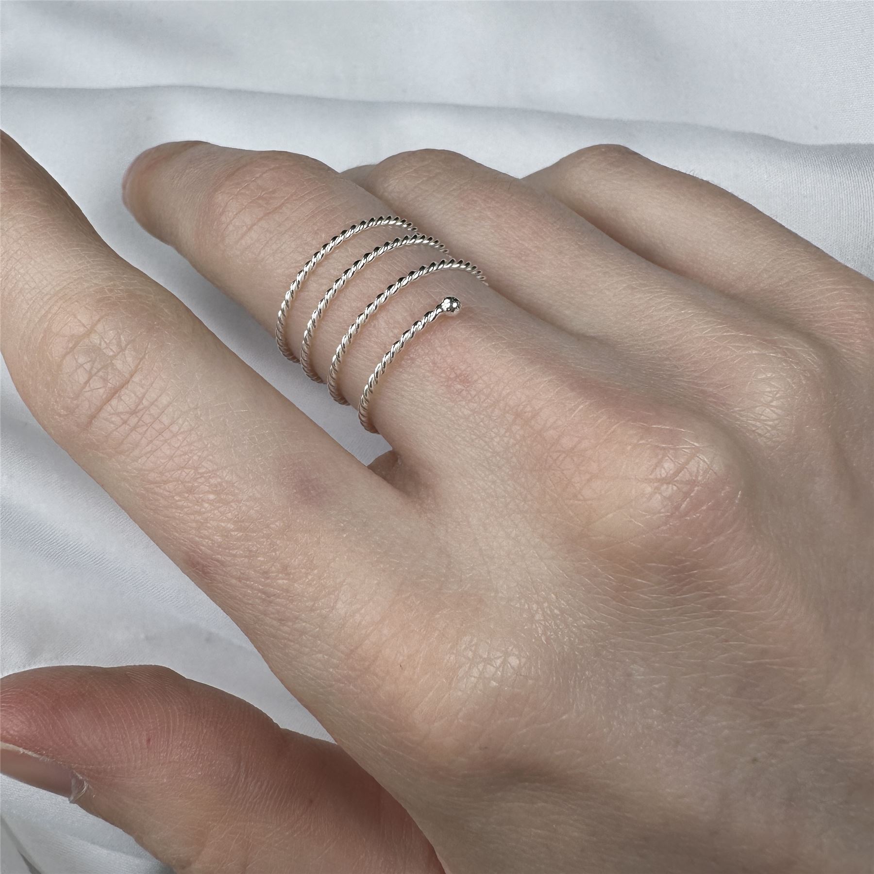 Sterling Silver Twisted Spiral Open Ring