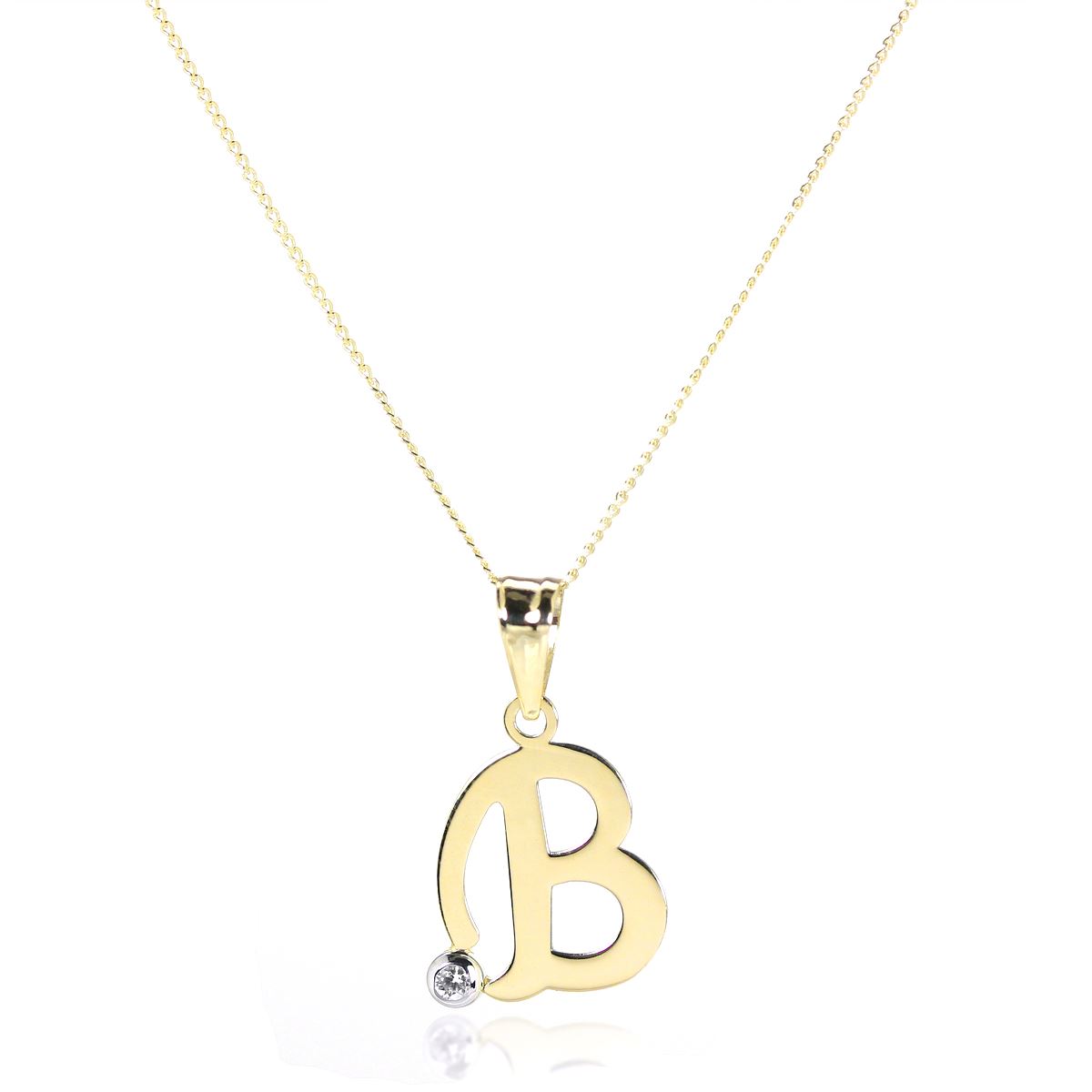 Light 9ct Gold Letter Alphabet A - Z Pendant w CZ Crystal / Initials / Necklaces - Picture 13 of 211