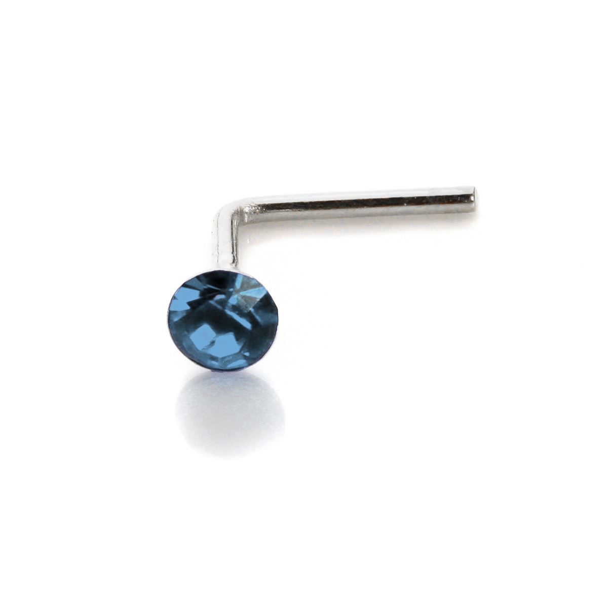 Sterling Silver 2.8mm Round CZ Crystal Nose Stud L Pin Studs Piercing - Picture 26 of 45