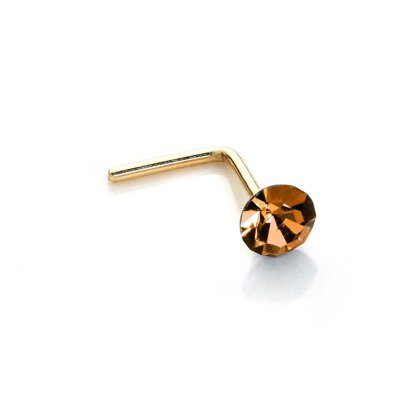 Clous de Nez Coudés en L en Or Jaune 9 Carats et Oxyde de Zirconium