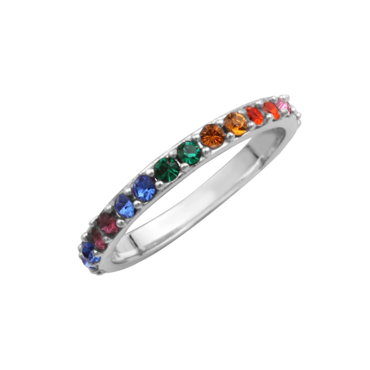 Sterling Silver & Rainbow CZ Crystal Eternity Ring - Size I-W - Picture 19 of 78