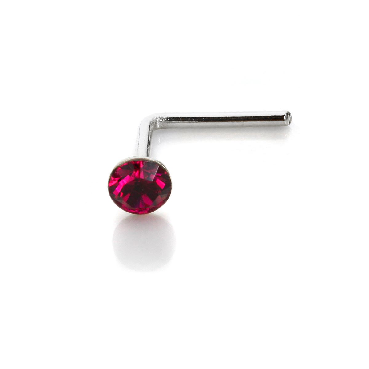 Sterling Silver 2.8mm Round CZ Crystal Nose Stud L Pin Studs Piercing - Picture 37 of 45