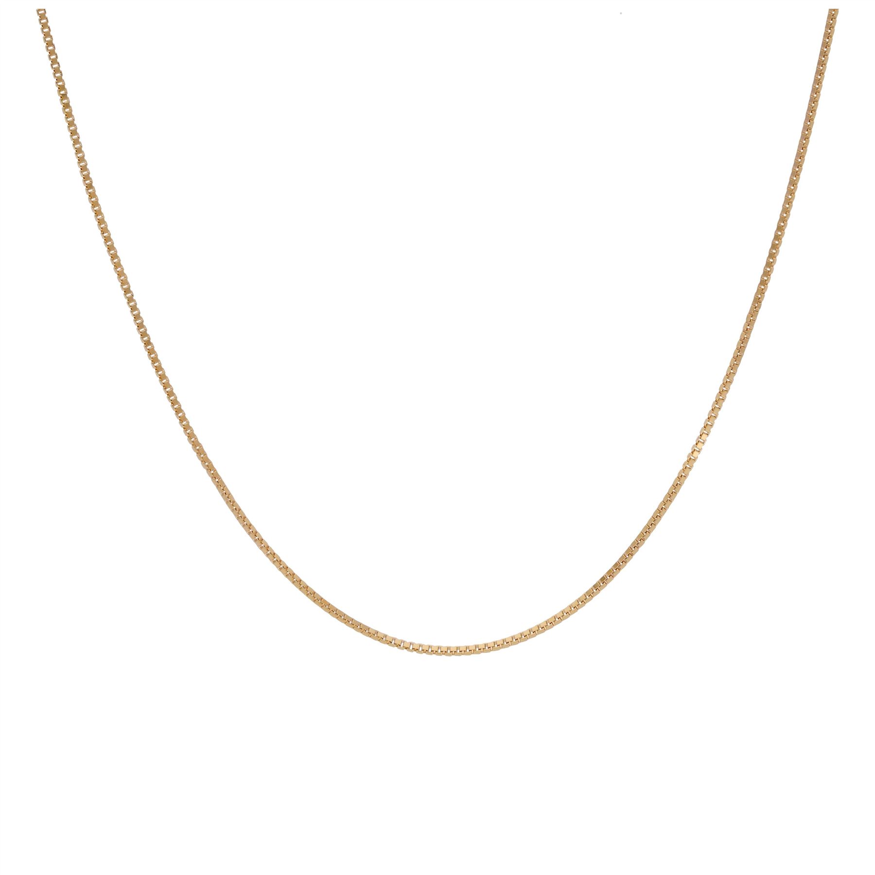 9ct Gold Fine Box Chain Necklace - 18 - 20 Inches