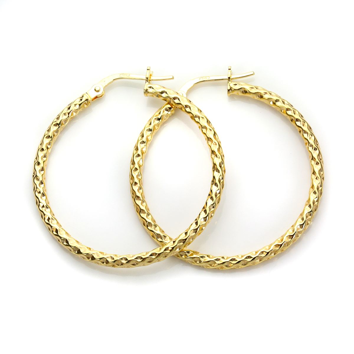 Boucles d'Oreilles Créoles Torsadées en Or Jaune 9 Carats Epaisseur 2mm - Picture 6 of 9