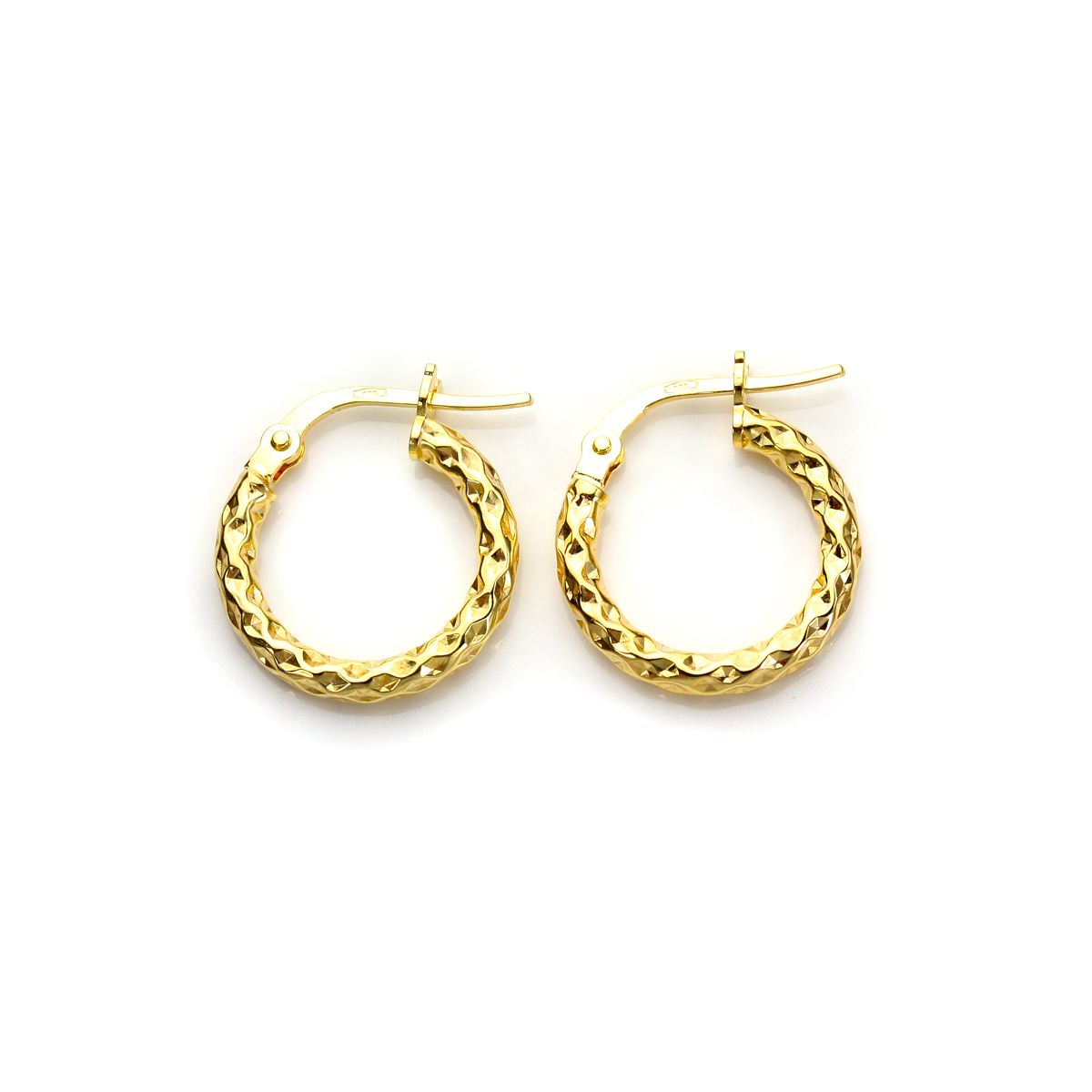 Boucles d'Oreilles Créoles Torsadées en Or Jaune 9 Carats Epaisseur 2mm - Picture 2 of 9