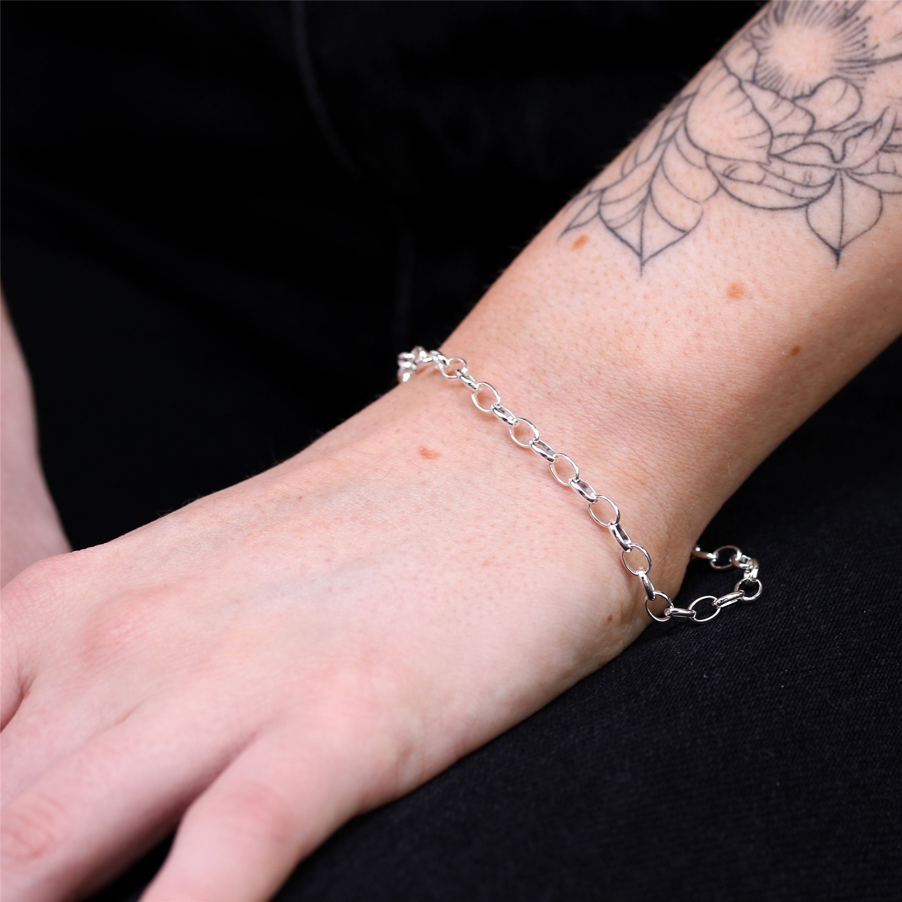 Sterling Silber leichte Rolo Kette Bettelarmband - Bild 27 von 30