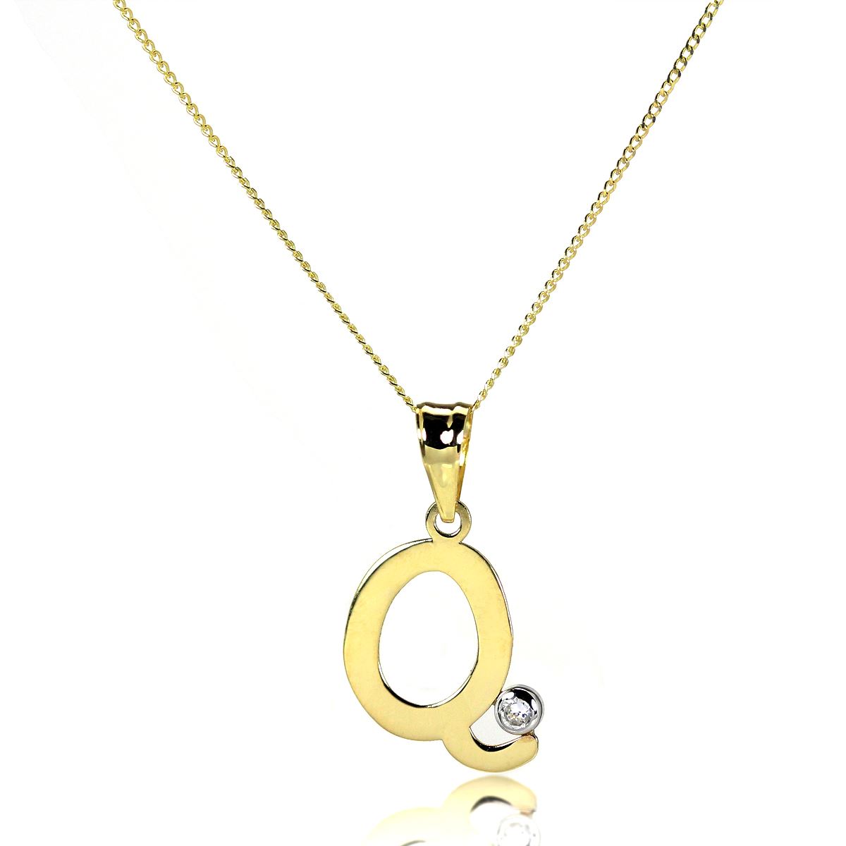 Light 9ct Gold Letter Alphabet A - Z Pendant w CZ Crystal / Initials / Necklaces - Picture 136 of 211