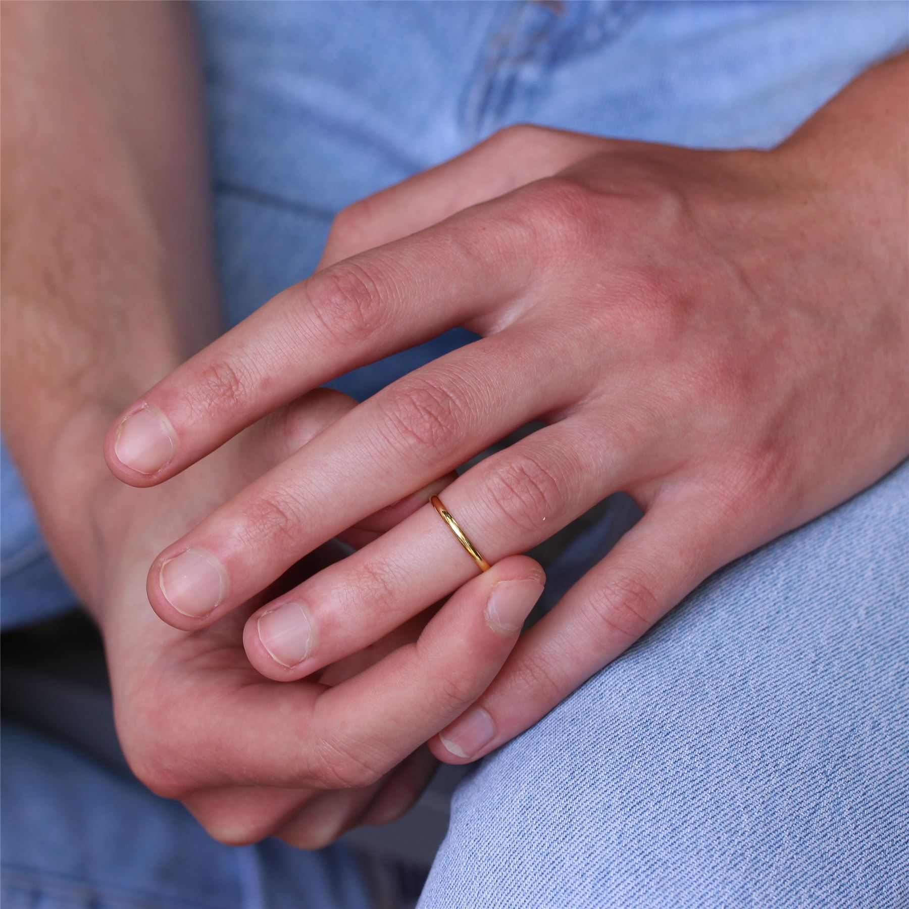 Gold Plated Sterling Silver 2mm D Shaped Wedding Band Ring E - W