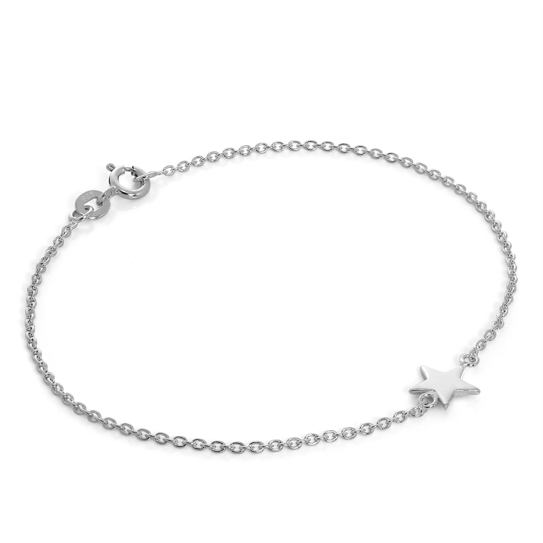 Fine 925 Sterling Silver Star Belcher Chain Bracelet 7 Inches Bracelets Christma