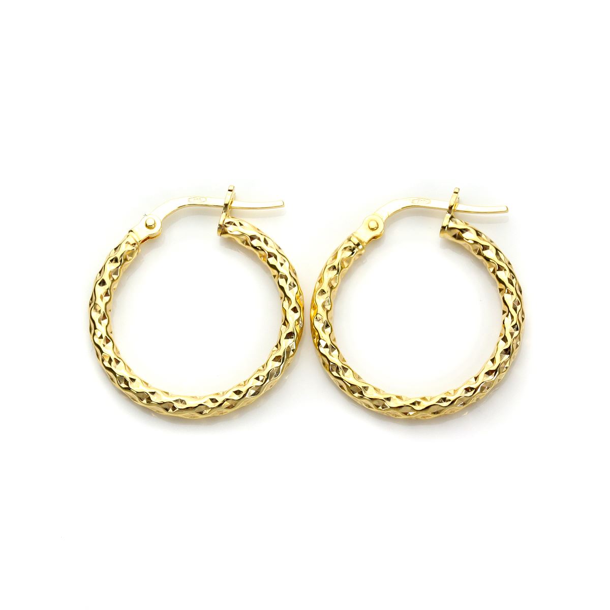 Boucles d'Oreilles Créoles Torsadées en Or Jaune 9 Carats Epaisseur 2mm - Picture 4 of 9