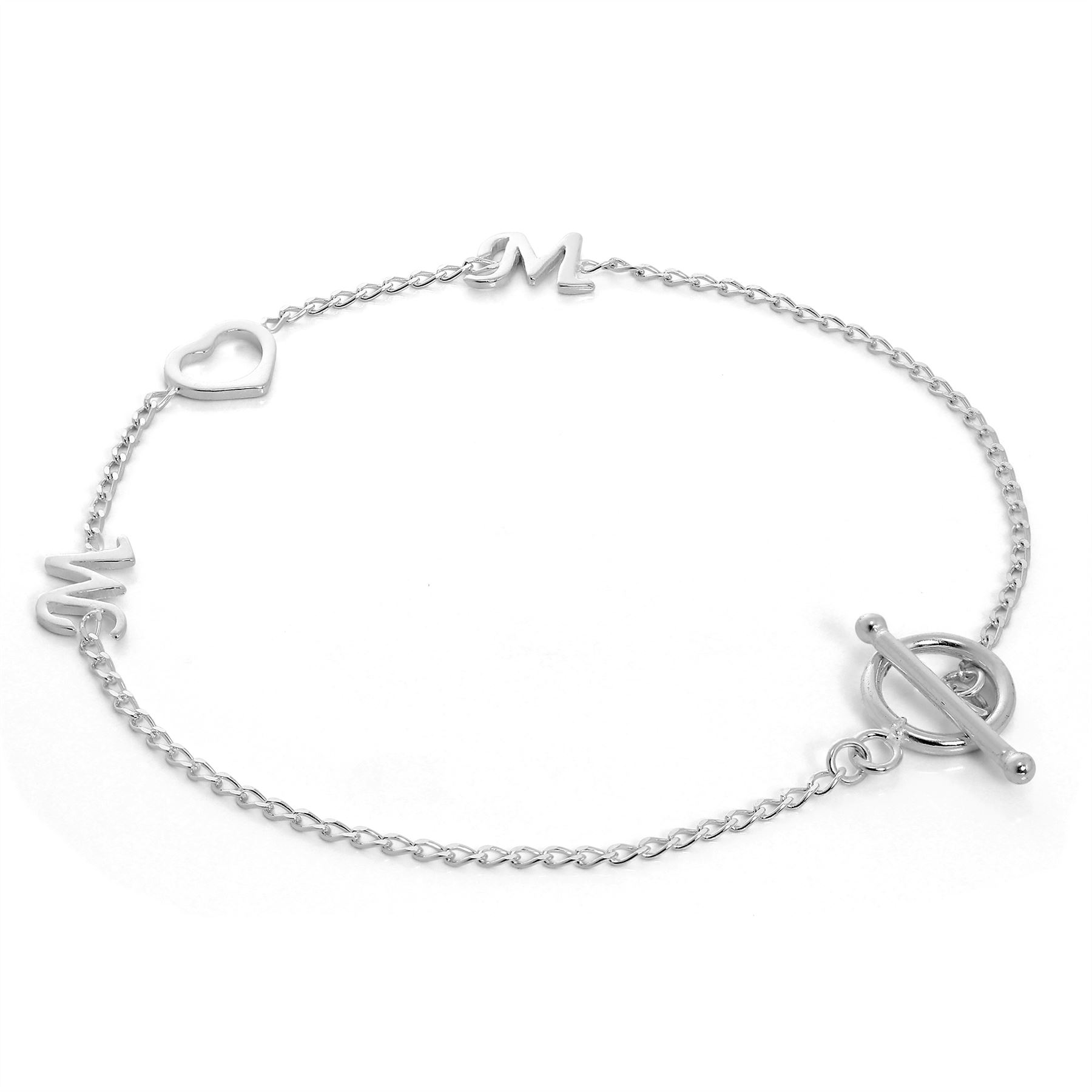 Sterling Silver Mum Heart Toggle Bracelet Mothers Day Mom Love Bracelets