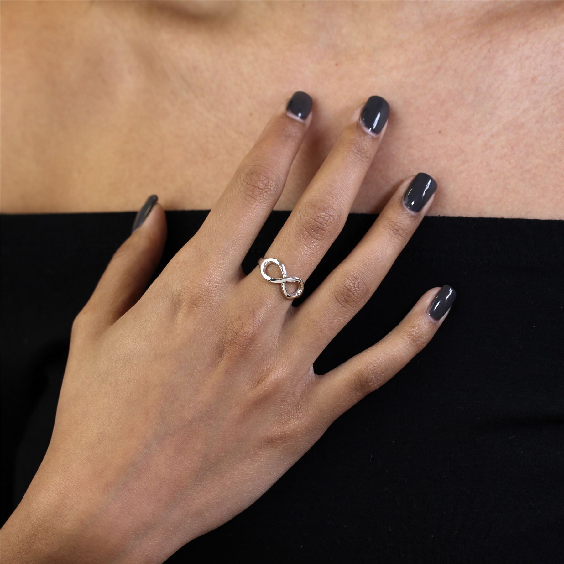 Bague D'orteil Symbole Infini En Argent 925/1000 - Ajustable, Largeur 2 Mm, Diamètre 1,8 Cm