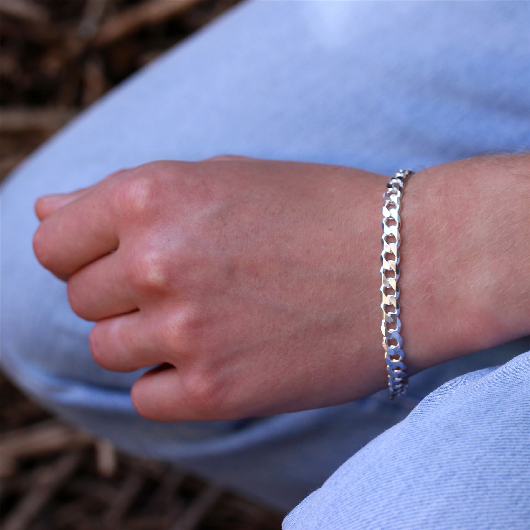 Sterling Silver Thick 8mm Curb Bracelet 7 - 8 Inches Heavy
