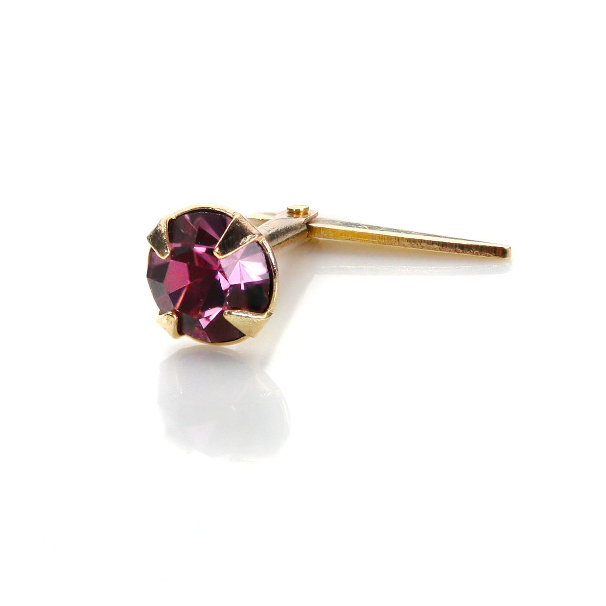 9ct Yellow Gold Andralok 3.5mm Crystal Nose Stud Pin | 10 Colours of Studs - Picture 10 of 29