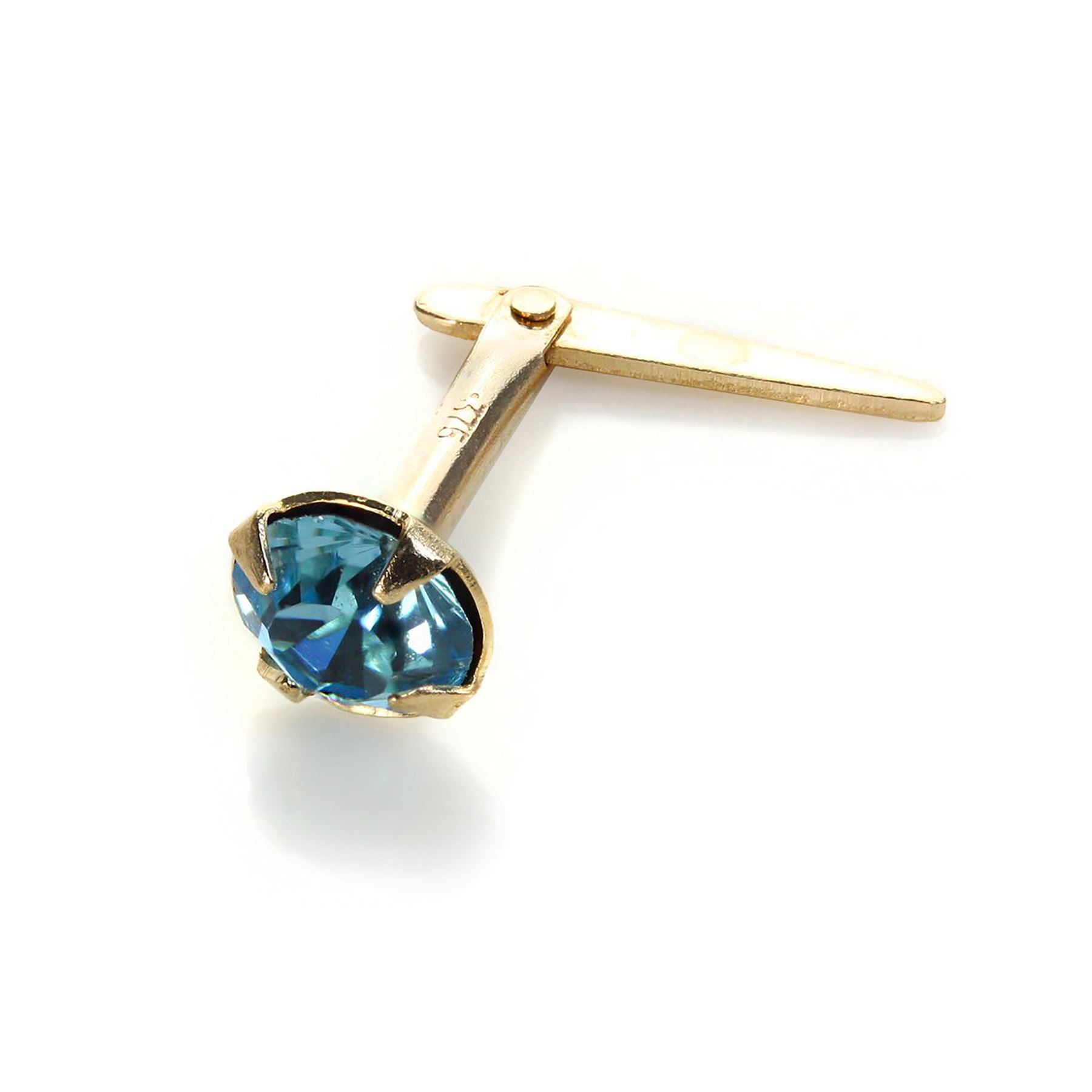 9ct Yellow Gold Andralok 3.5mm Crystal Nose Stud Pin | 10 Colours of Studs - Picture 4 of 29