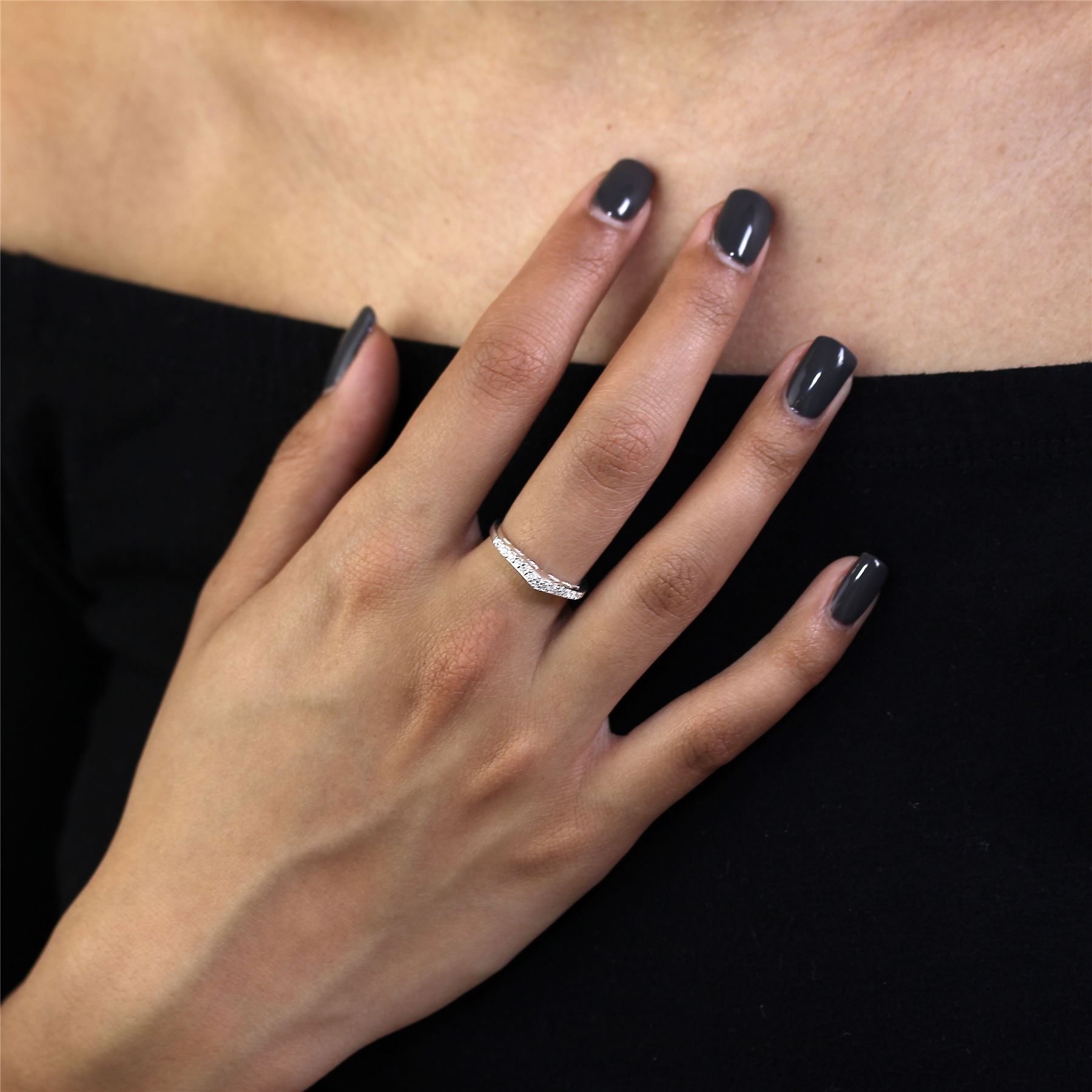 Sterling Silber & CZ Kristall Wishbone Ring mit Herzen Größe I - W - Bild 38 von 48