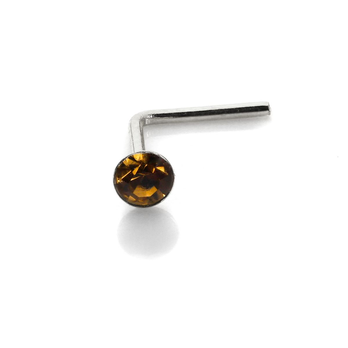 Sterling Silver 2.8mm Round CZ Crystal Nose Stud L Pin Studs Piercing - Picture 42 of 45