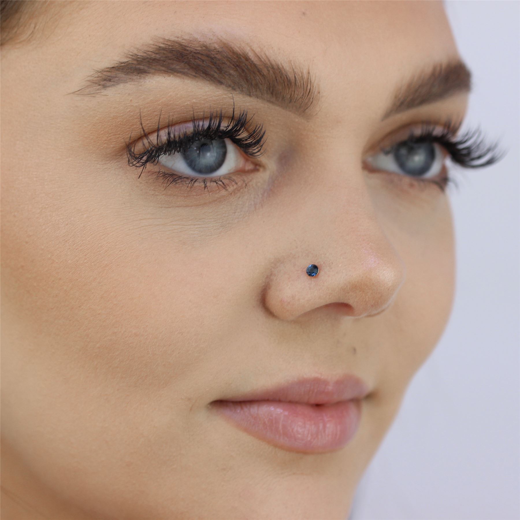 Sterling Silver 2.8mm Round CZ Crystal Nose Stud L Pin Studs Piercing - Picture 31 of 45