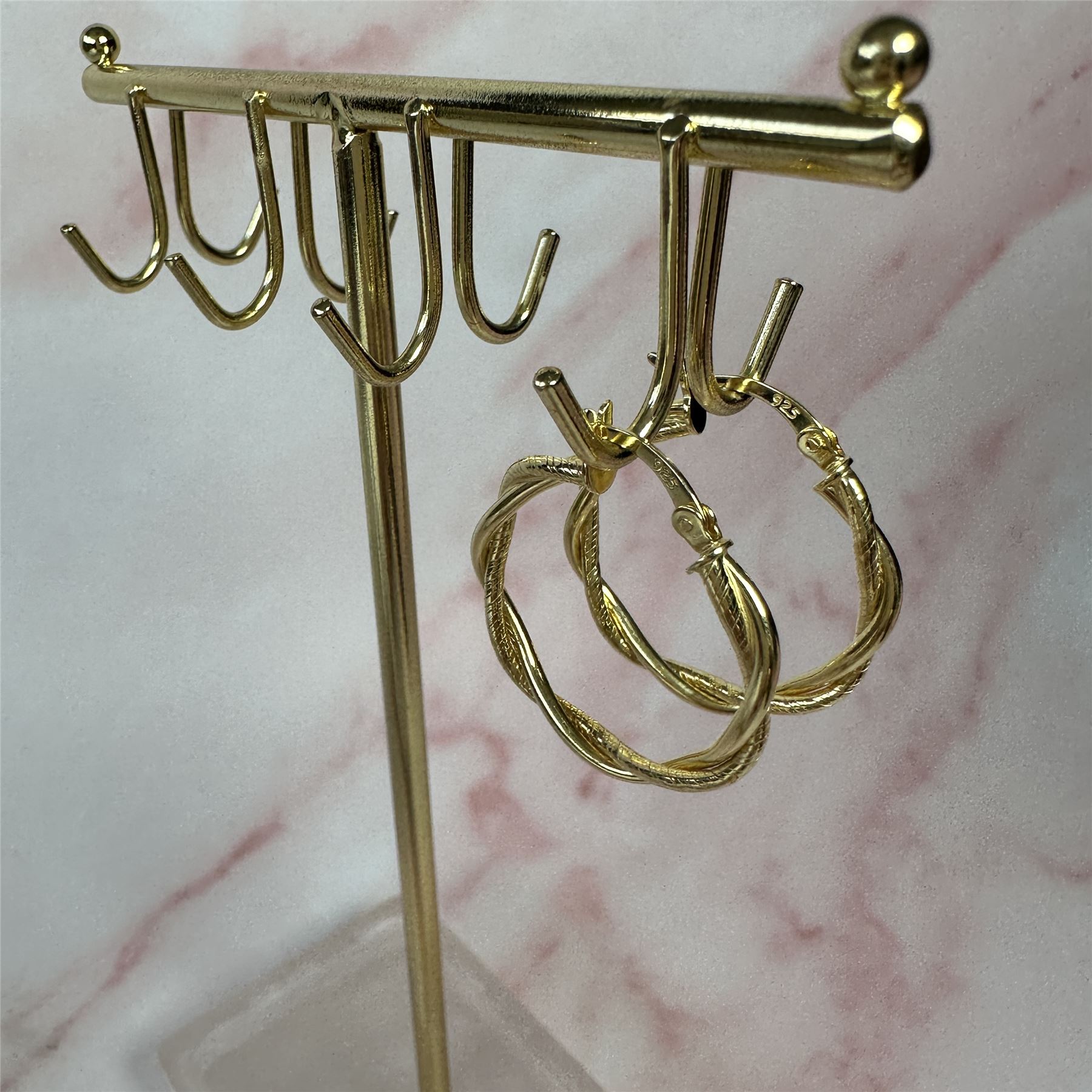 Gold Plated Sterling Silver Twisted Rope 25mm Creole Hoop Earrings