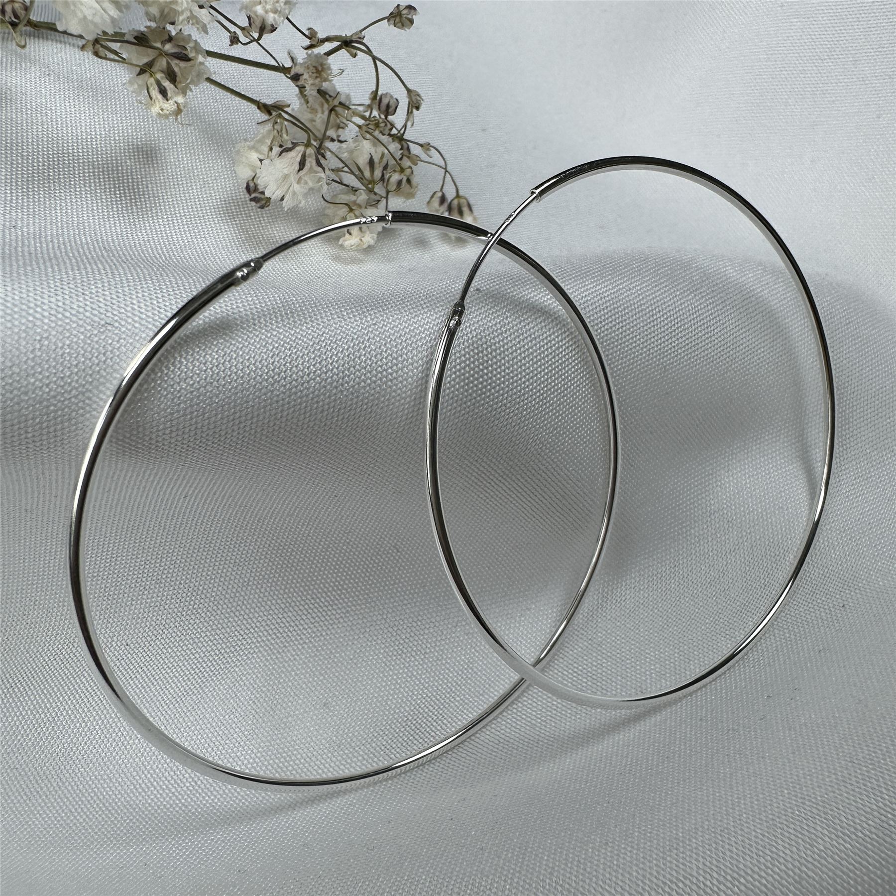 Sterling Silver Hoop Sleeper Earrings | 8mm - 50mm | Small - Large - Picture 59 of 71