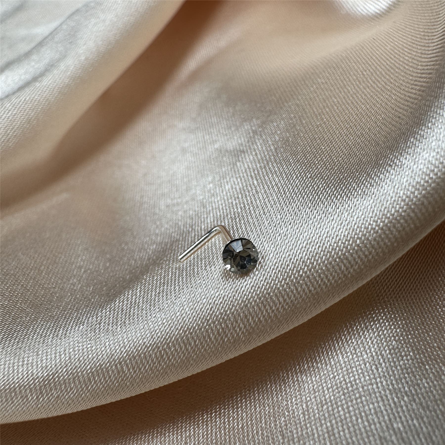 Sterling Silver 2.8mm Round CZ Crystal Nose Stud L Pin Studs Piercing - Picture 10 of 45