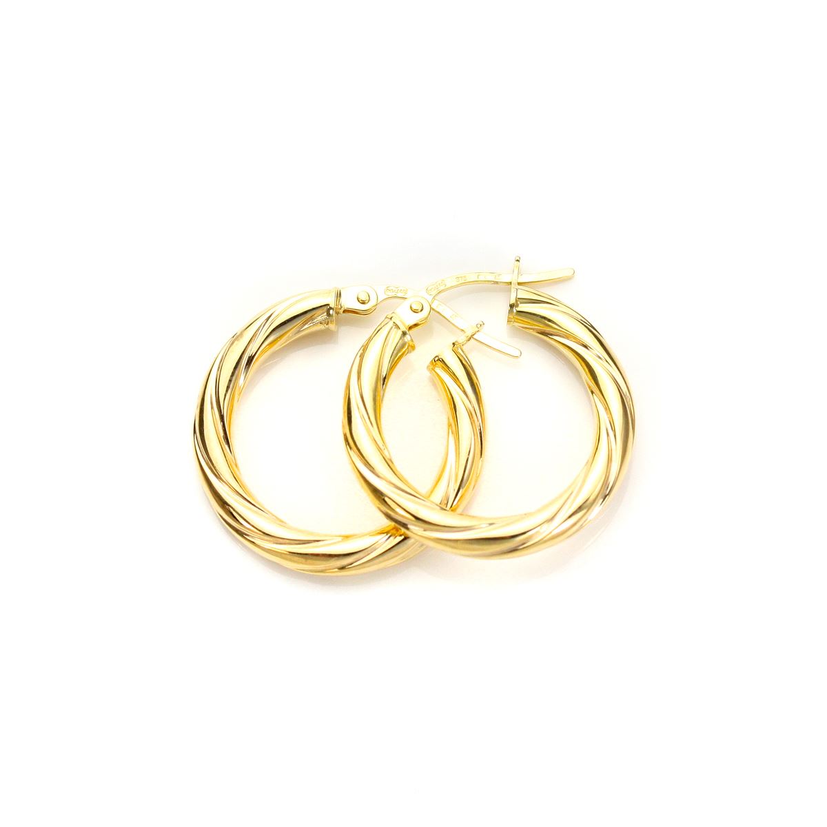 Boucles d'Oreilles Créoles Torsadées en Or Jaune 9 Carats Epaisseur 3mm - Picture 2 of 9