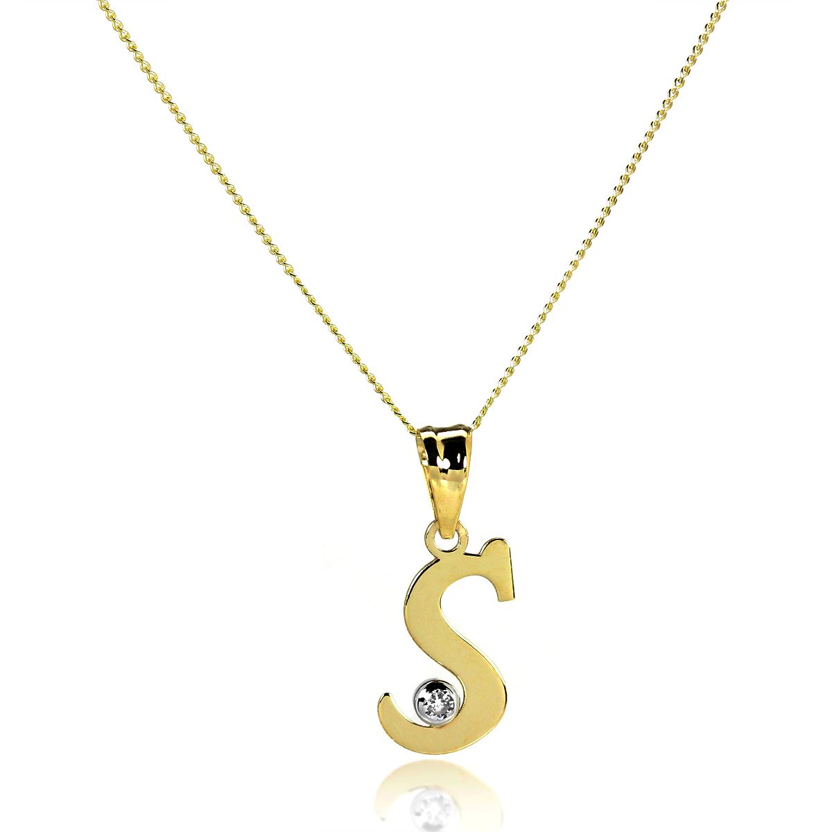 Light 9ct Gold Letter Alphabet A - Z Pendant w CZ Crystal / Initials / Necklaces - Picture 152 of 211