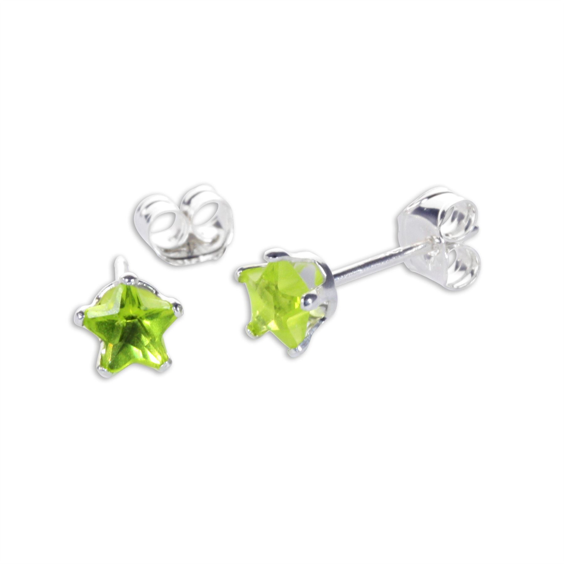 Sterling Silver 4mm Star Crystal Cubic Zirconia CZ Stud Earrings | 13 Colours