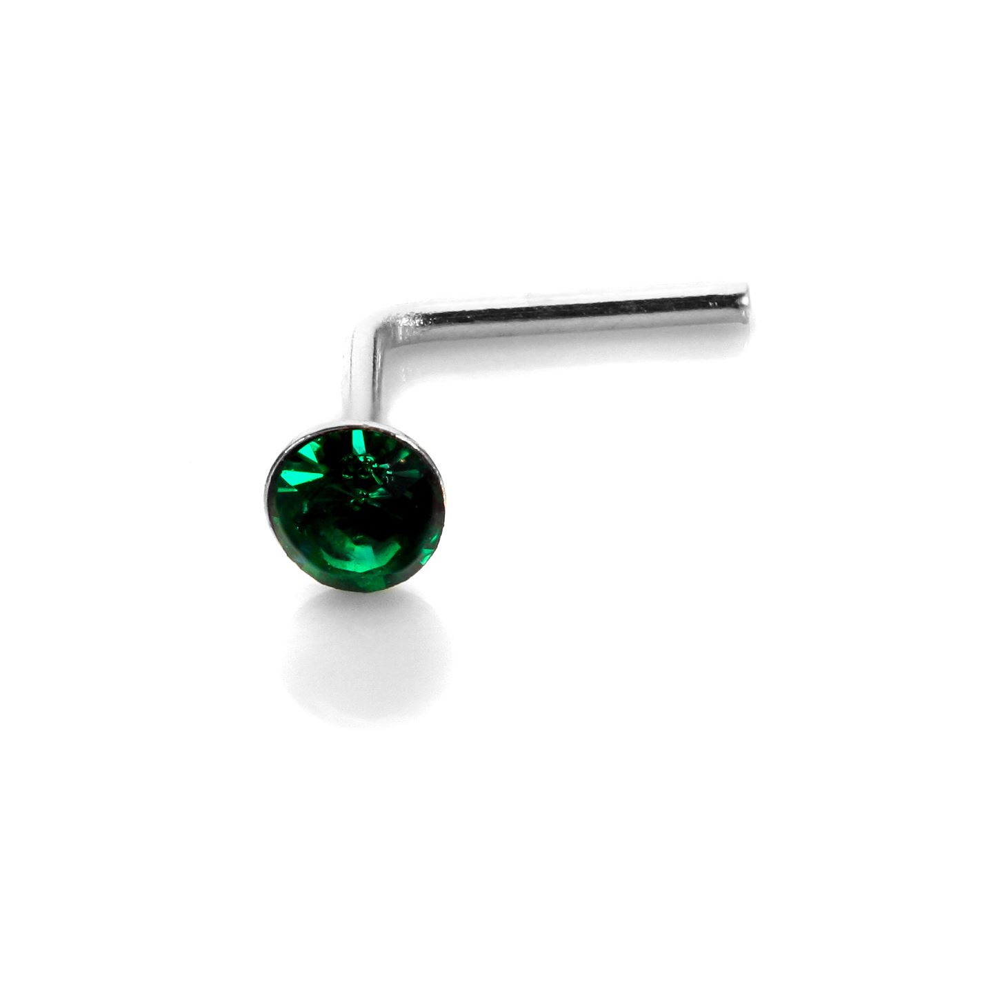 Sterling Silver 2.8mm Round CZ Crystal Nose Stud L Pin Studs Piercing - Picture 14 of 45