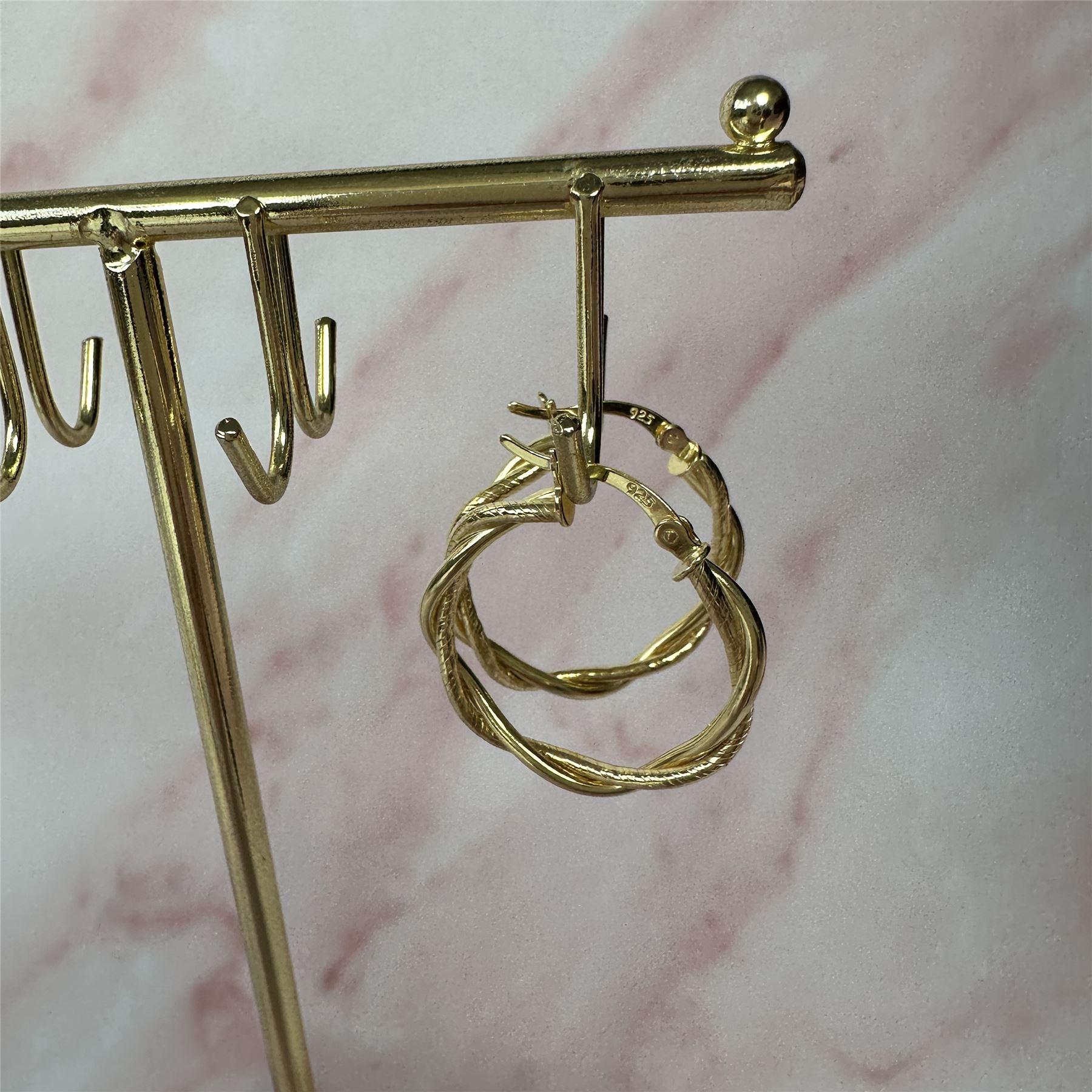 Gold Plated Sterling Silver Twisted Rope 25mm Creole Hoop Earrings