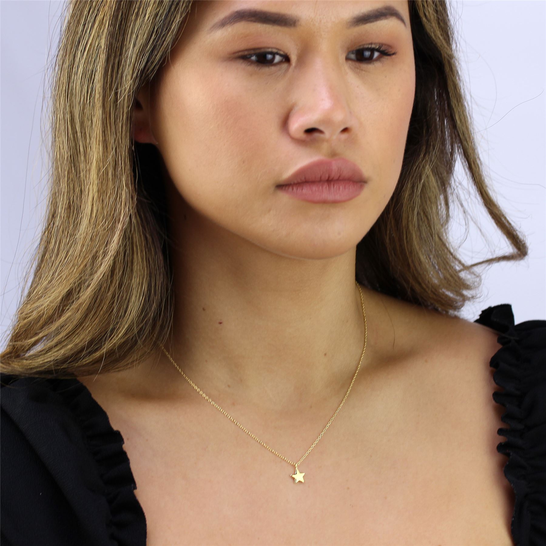 Gold Plated Sterling Silver Star Necklace 18 Inches