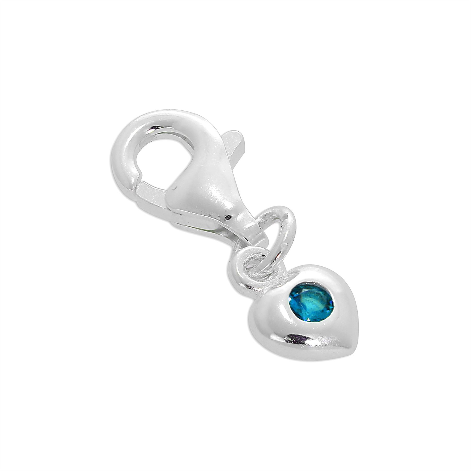Sterling Silver & CZ Crystal Birthstone Heart Clip-On Charm Birthday Love - Picture 10 of 39
