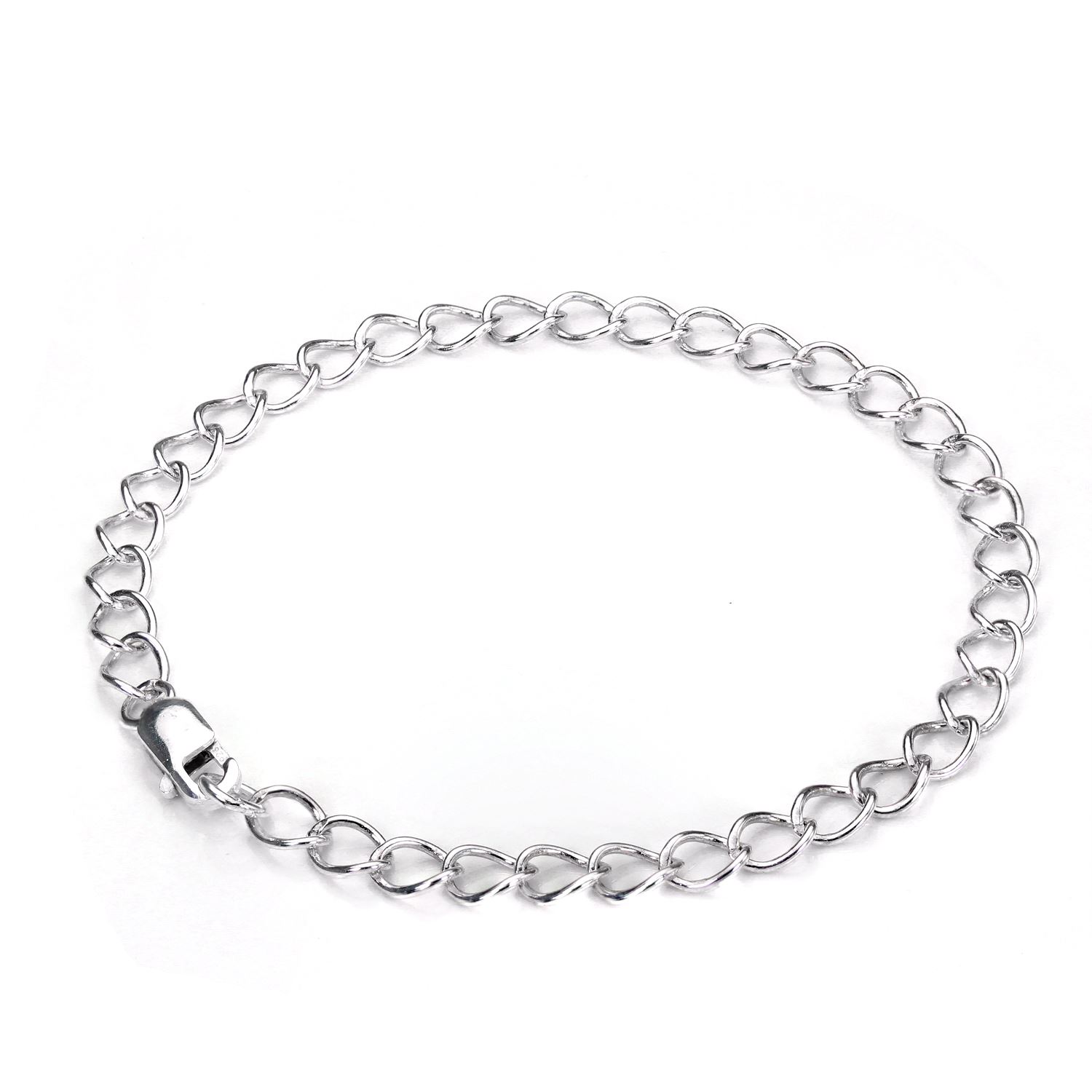 Sterling Silver Light Curb Chain Charm Bracelet 5.5