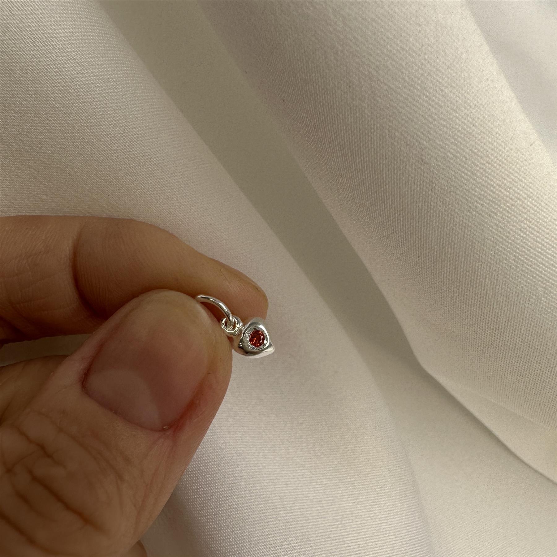 Charm Coeur Oxyde de Zirconium de Naissance en Argent 925/1000 - Foto 41 di 110
