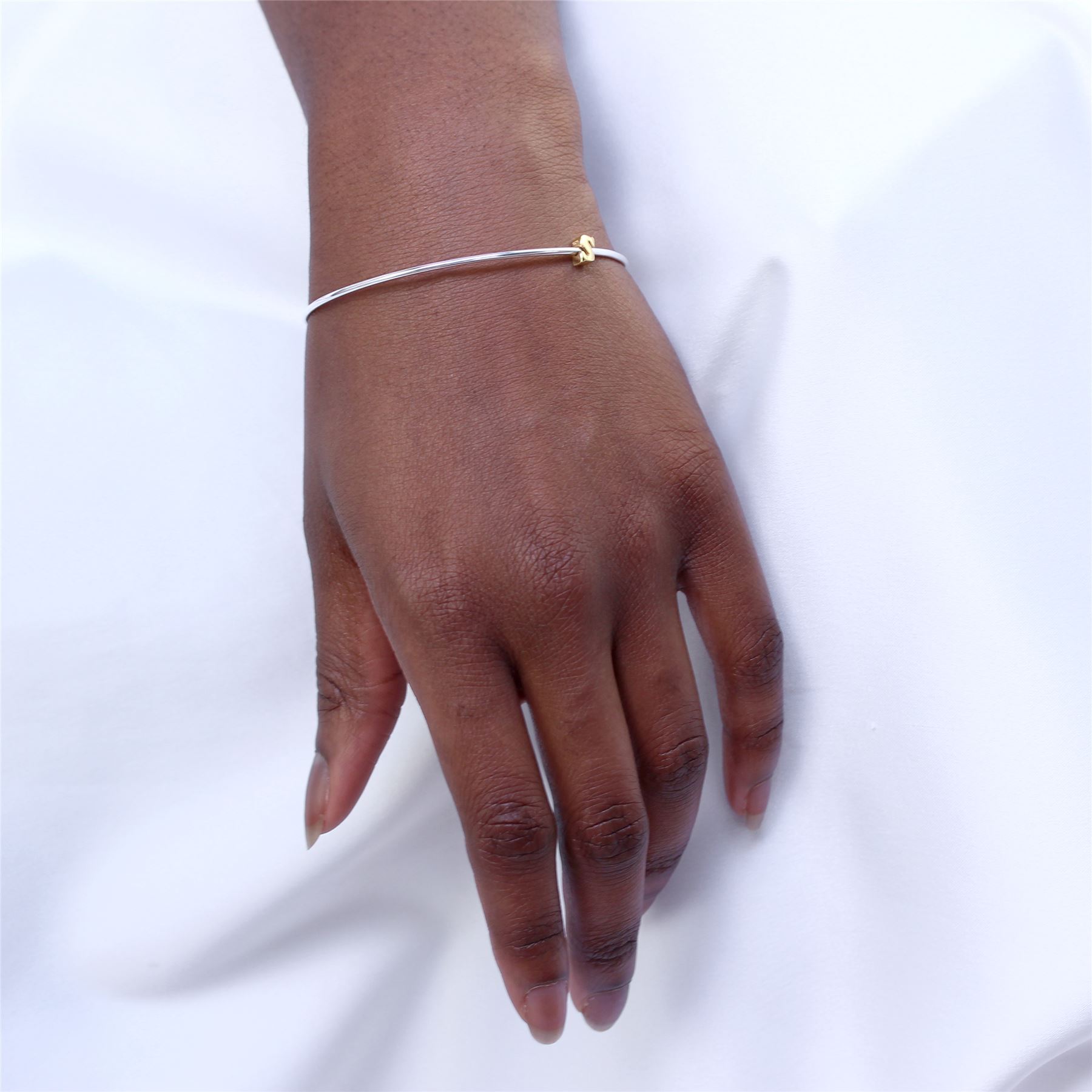 Sterling Silber Stapel Armreif mit Alphabet Buchstaben Perle A-Z & Herz - Bild 46 von 60