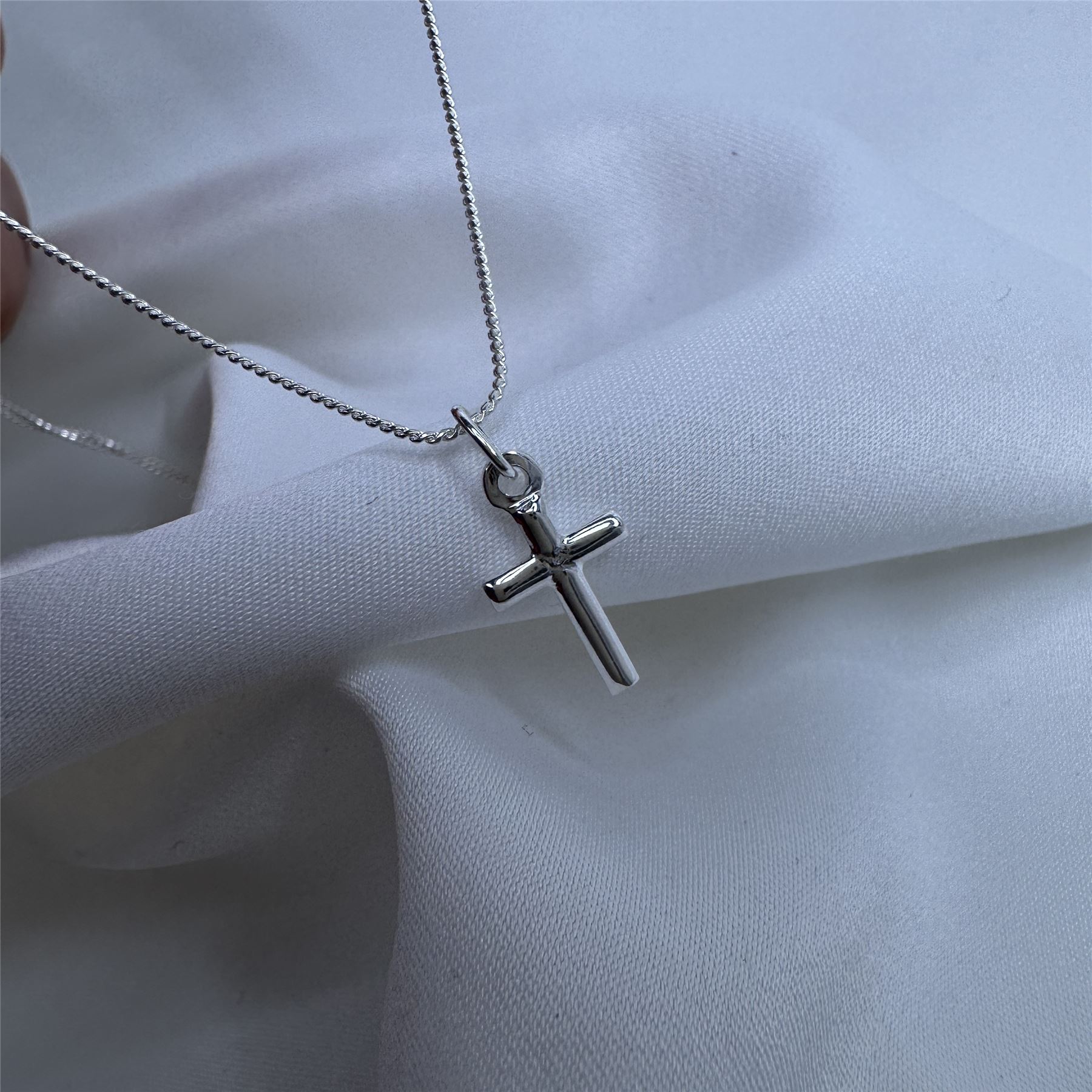 Small Plain Real 925 Sterling Silver Cross Necklace 16 18 20 22 Inches - Picture 43 of 72