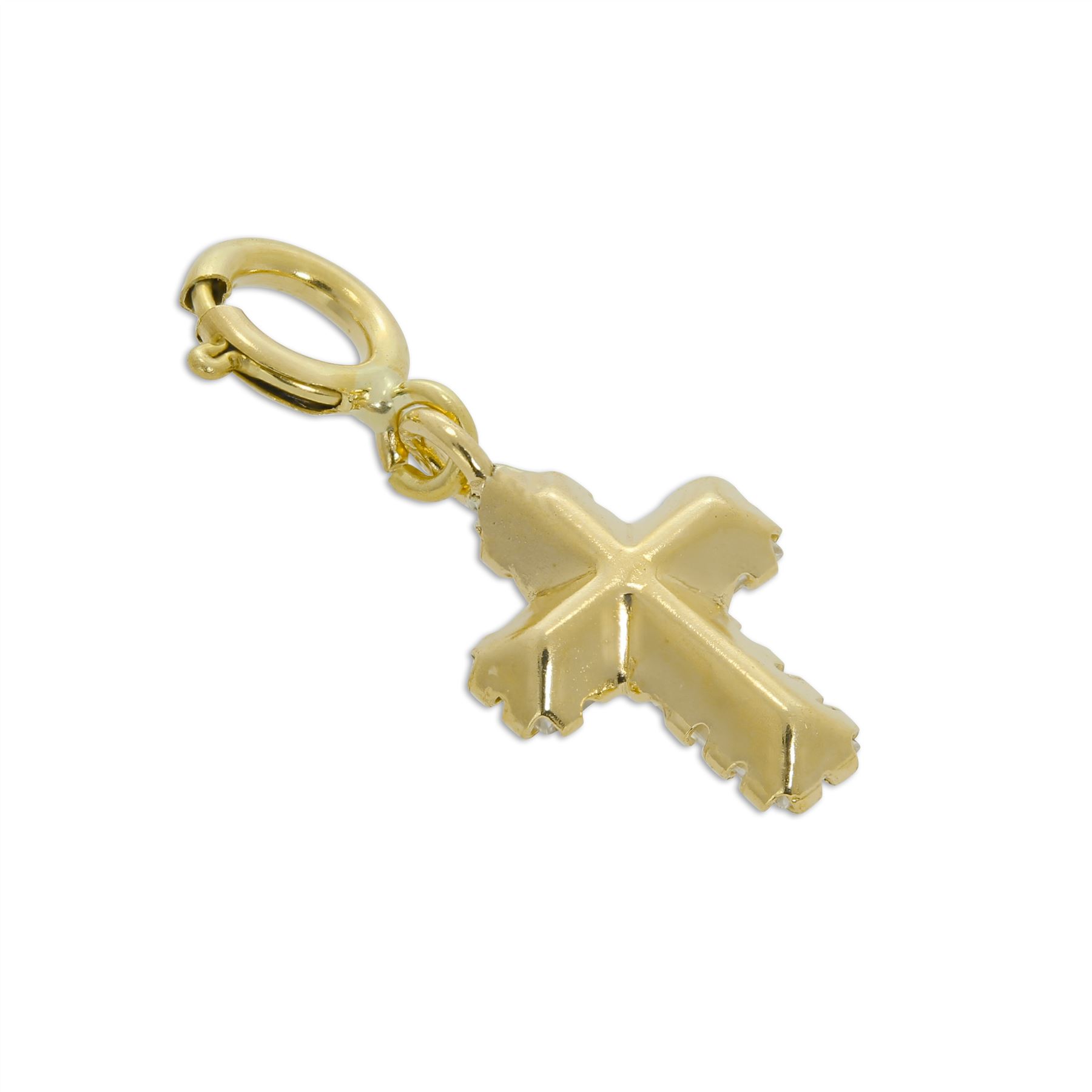 9ct Gold & Clear CZ Cross Clip on Charm 375 Charms Christian Religious Christ