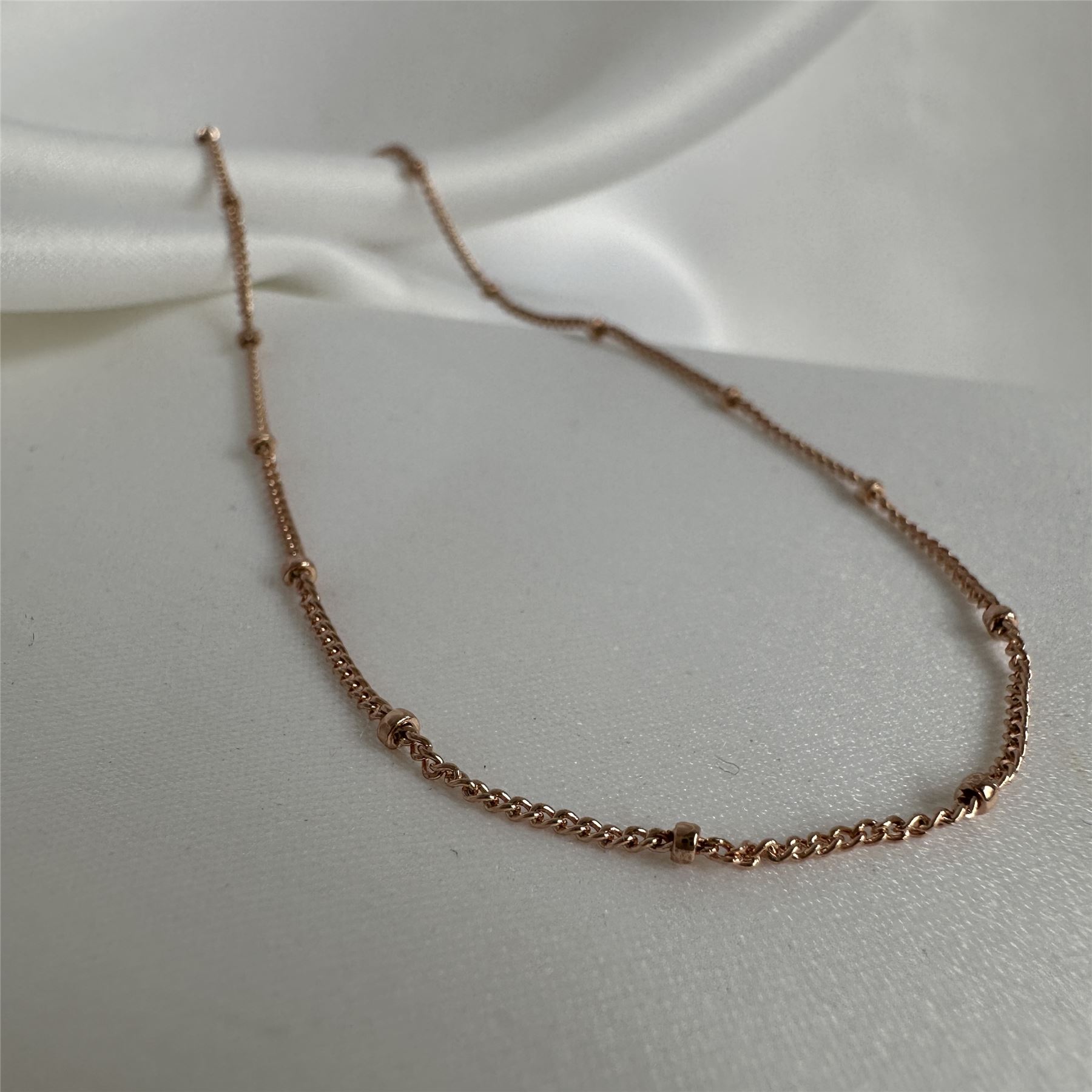 Rose Gold Plated Sterling Silver Bobble Anklet - 9 + 1.5 Inches