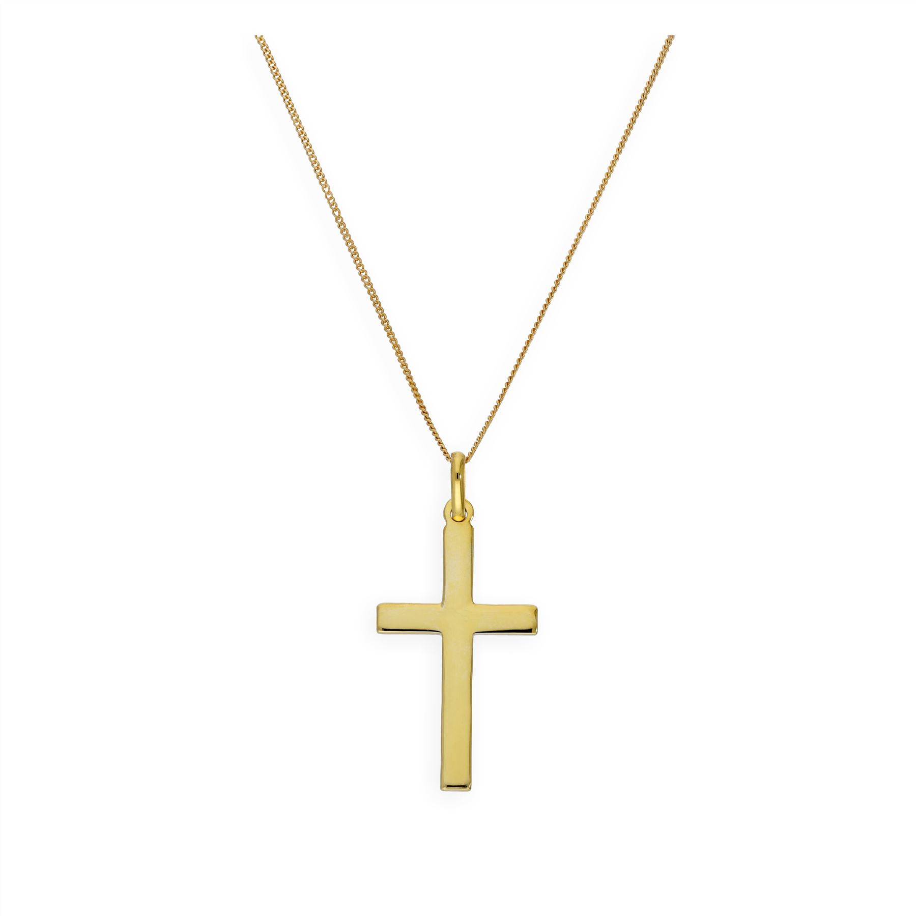 Collier et Large Pendentif Croix en Argent Plaqué Or Jaune - 41 à 81cm - Picture 10 of 24
