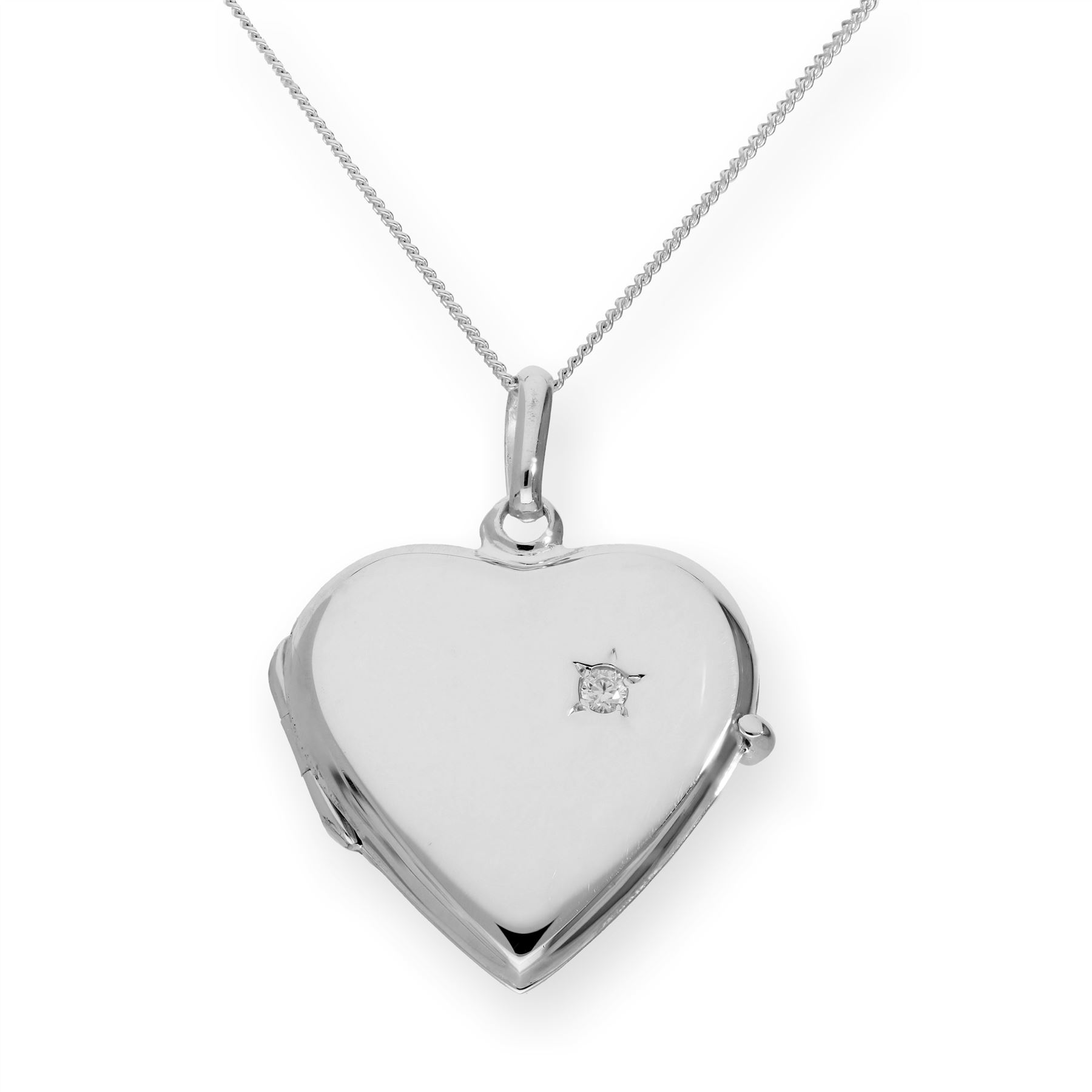 Sterlingsilber & CZ Kristall Gravierbares Herzmedaillon an Kette 40,6 cm - 55,8 - Bild 18 von 45